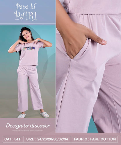 Cat 341 Papa Ki Pari Fake Cotton Girls Cargo Set Exporter Gujarat