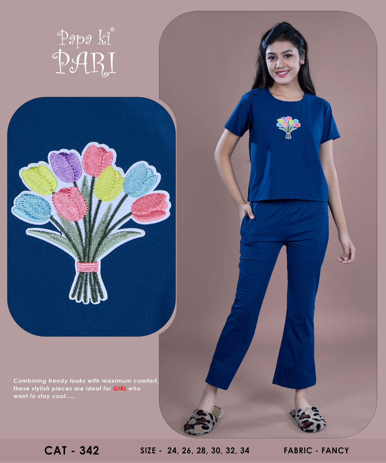 Cat 342 Plain Papa Ki Pari Cotton Girls Co Ord Set Exporter