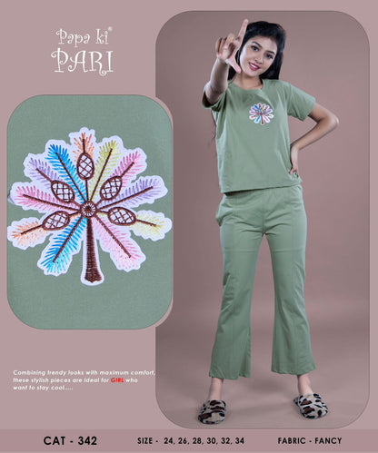 Cat 342 Plain Papa Ki Pari Cotton Girls Co Ord Set Exporter