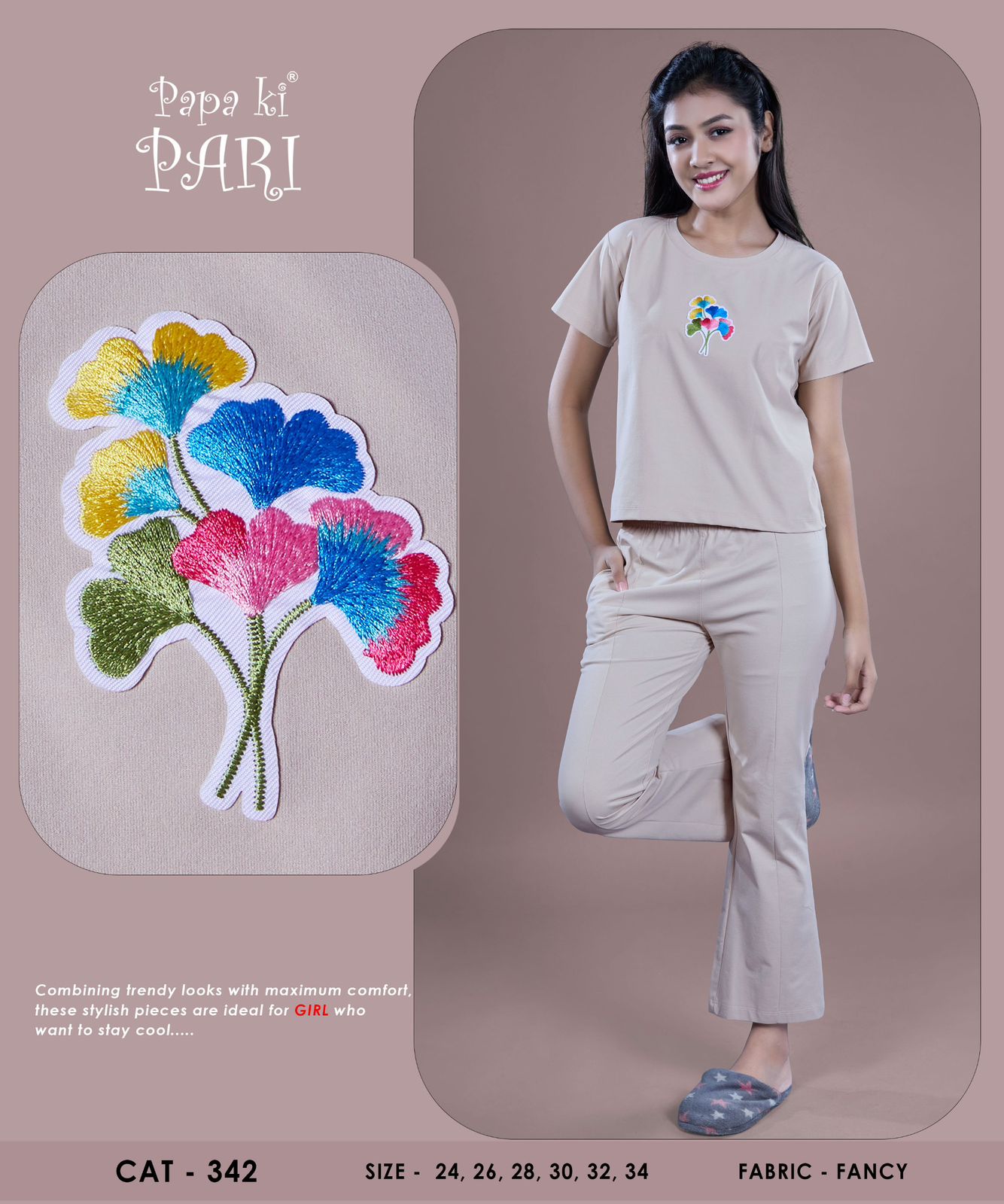 Cat 342 Plain Papa Ki Pari Cotton Girls Co Ord Set Exporter