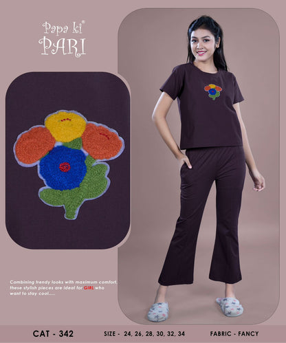 Cat 342 Plain Papa Ki Pari Cotton Girls Co Ord Set Exporter