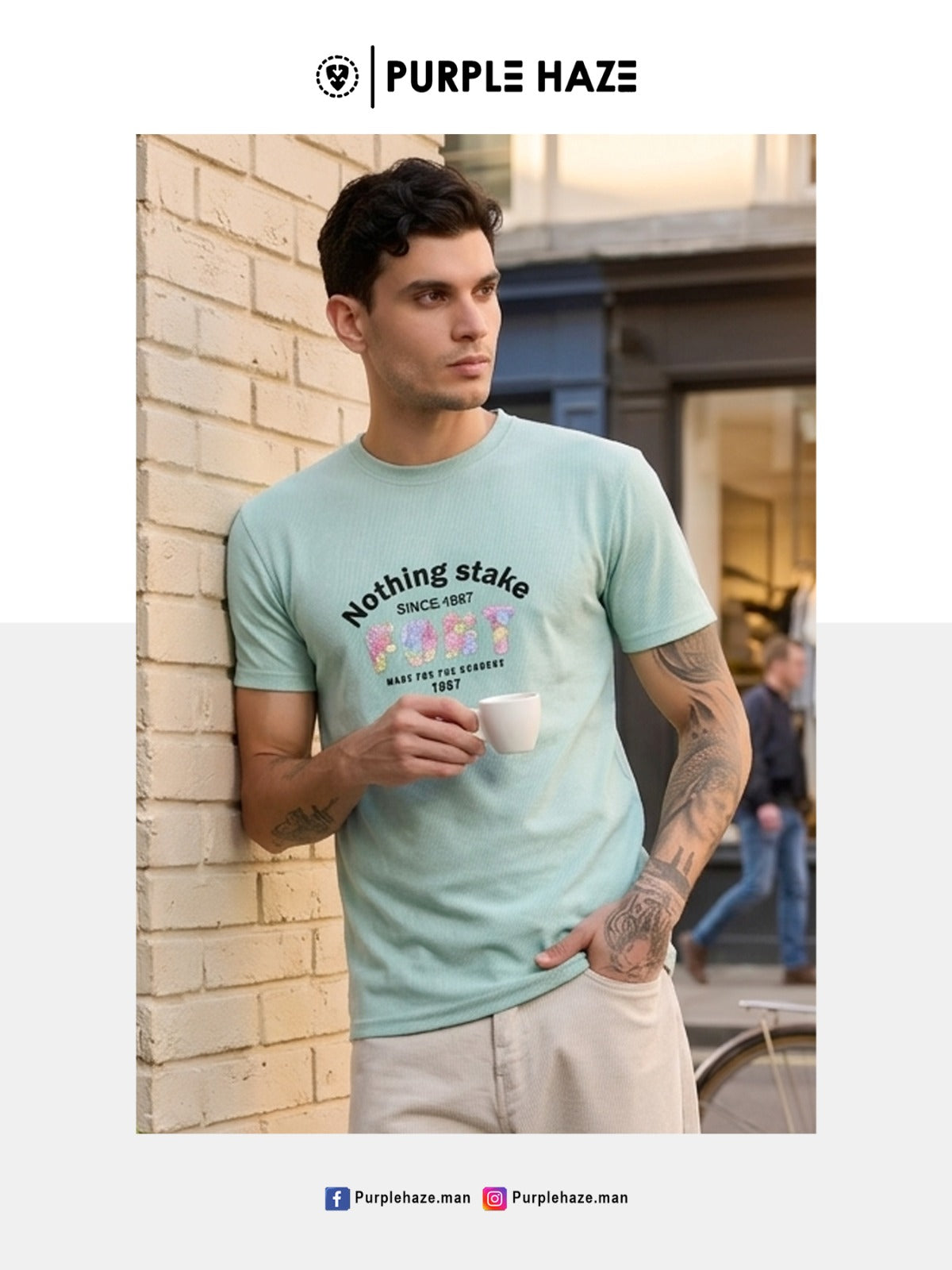 Cat 345 Dobby Purple Haze Tencil Mens Tshirts Wholesale