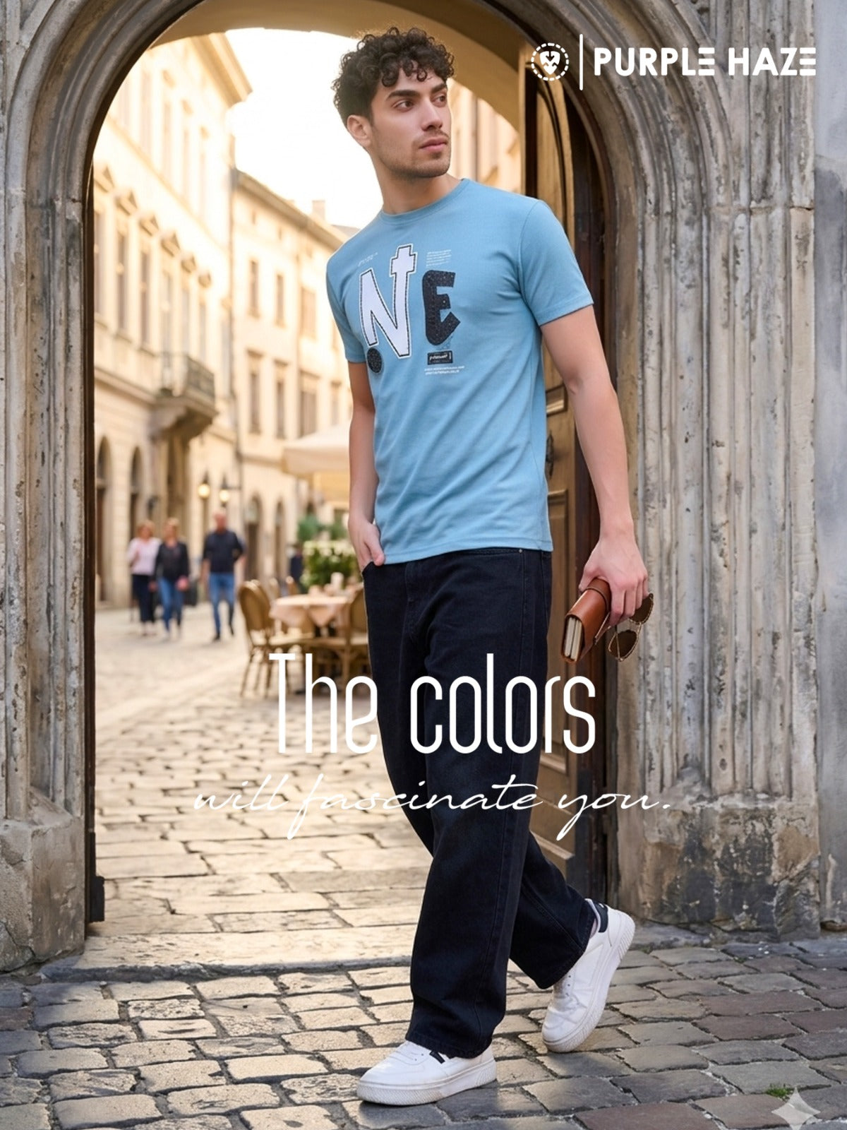 Cat 345 Dobby Purple Haze Tencil Mens Tshirts Wholesale