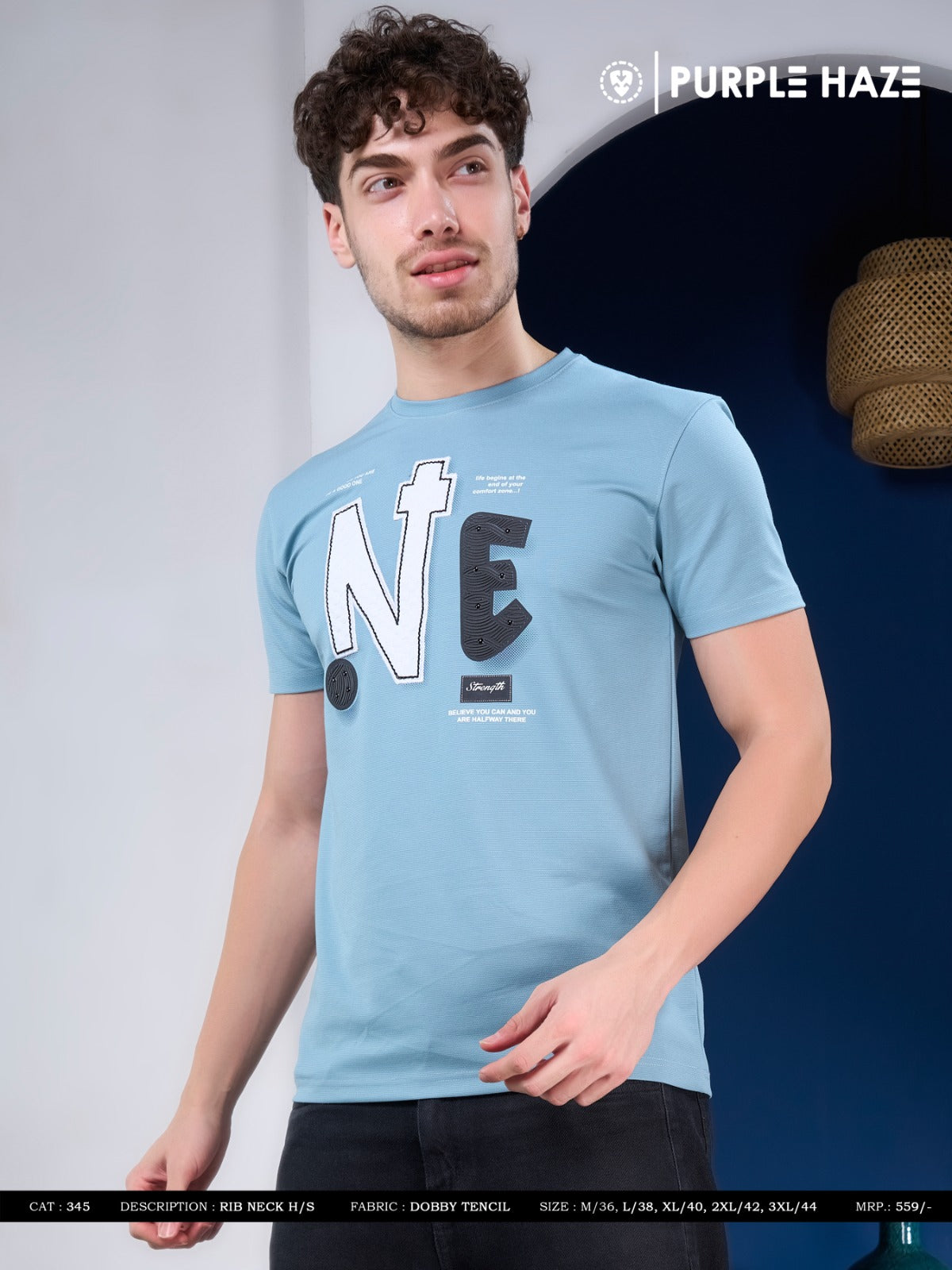 Cat 345 Dobby Purple Haze Tencil Mens Tshirts Wholesale