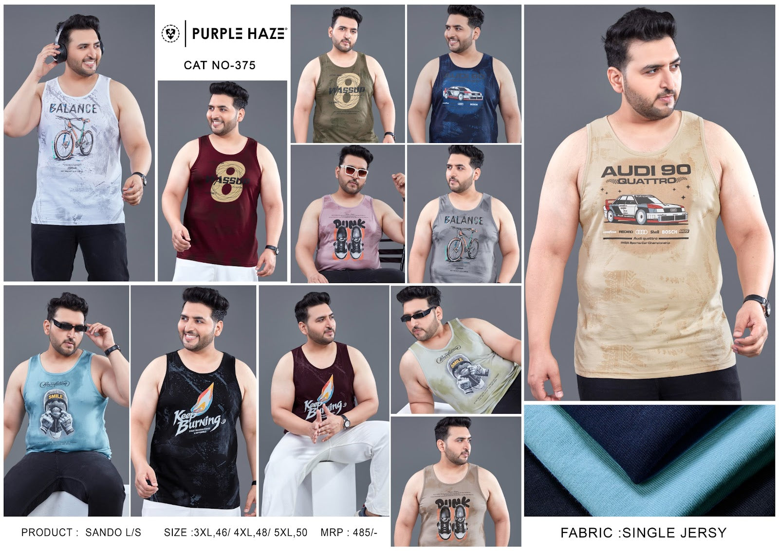 Cat 375 Purple Haze Mens Sando Exporter Gujarat