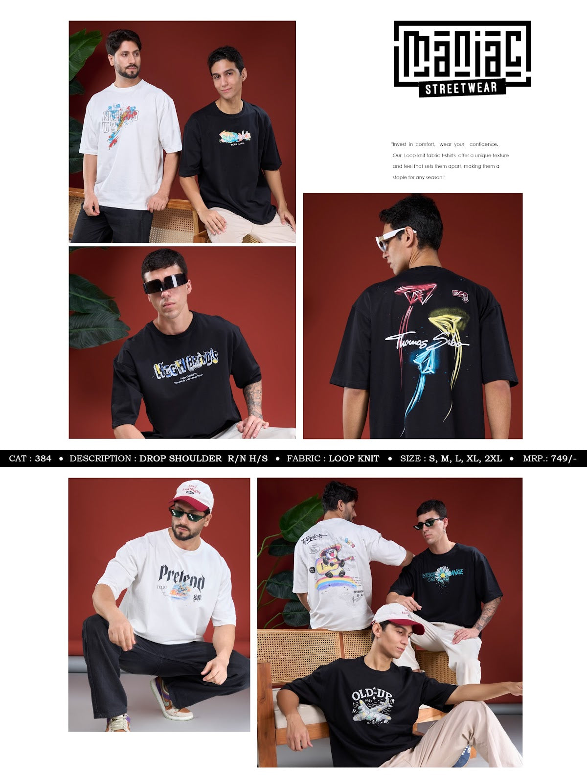 Cat 384 Maniac Loopknit Mens Tshirts Wholesaler