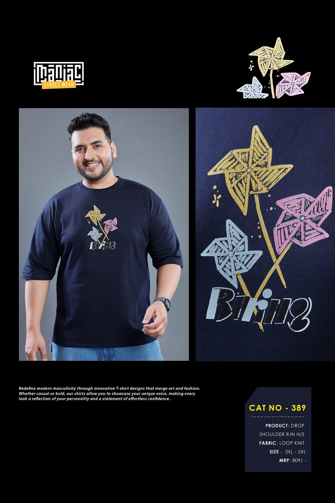 Cat 389 Maniac Loopknit Mens Tshirts Manufacturer
