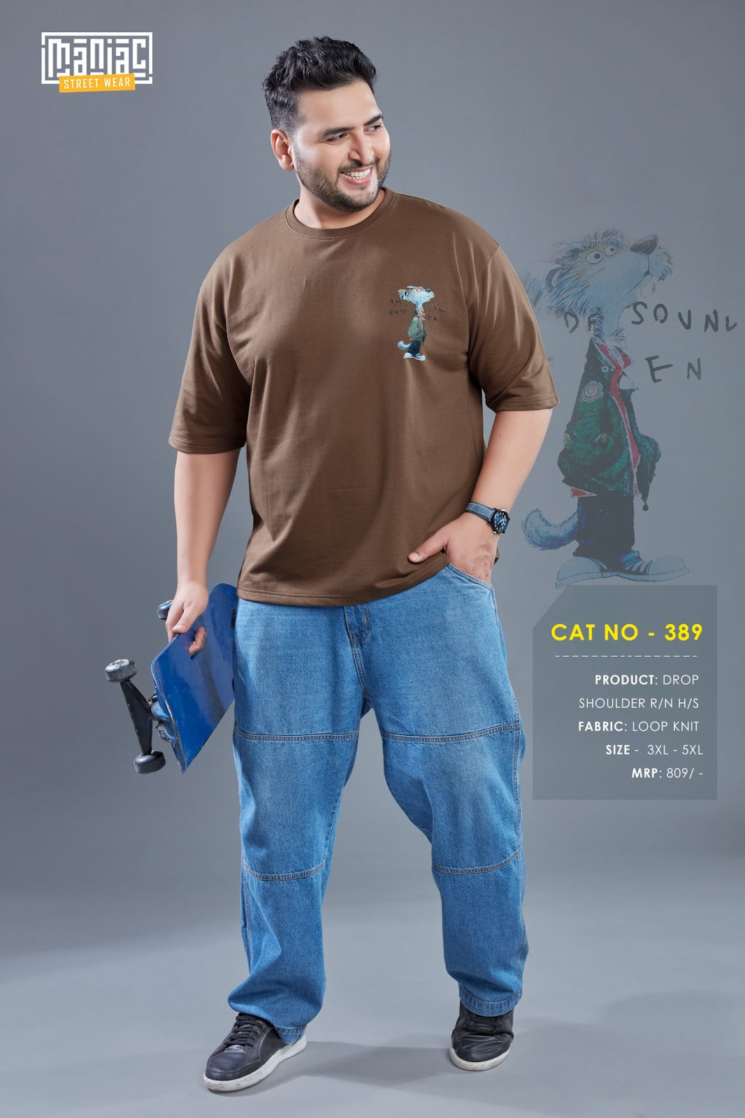 Cat 389 Maniac Loopknit Mens Tshirts Manufacturer