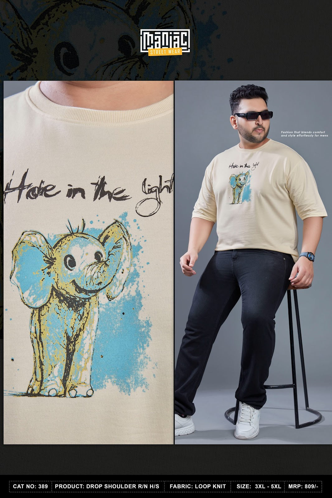 Cat 389 Maniac Loopknit Mens Tshirts Manufacturer