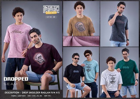 Cat 428 Drop Shoulder Maniac Loopknit Mens Tshirts Manufacturer Gujarat