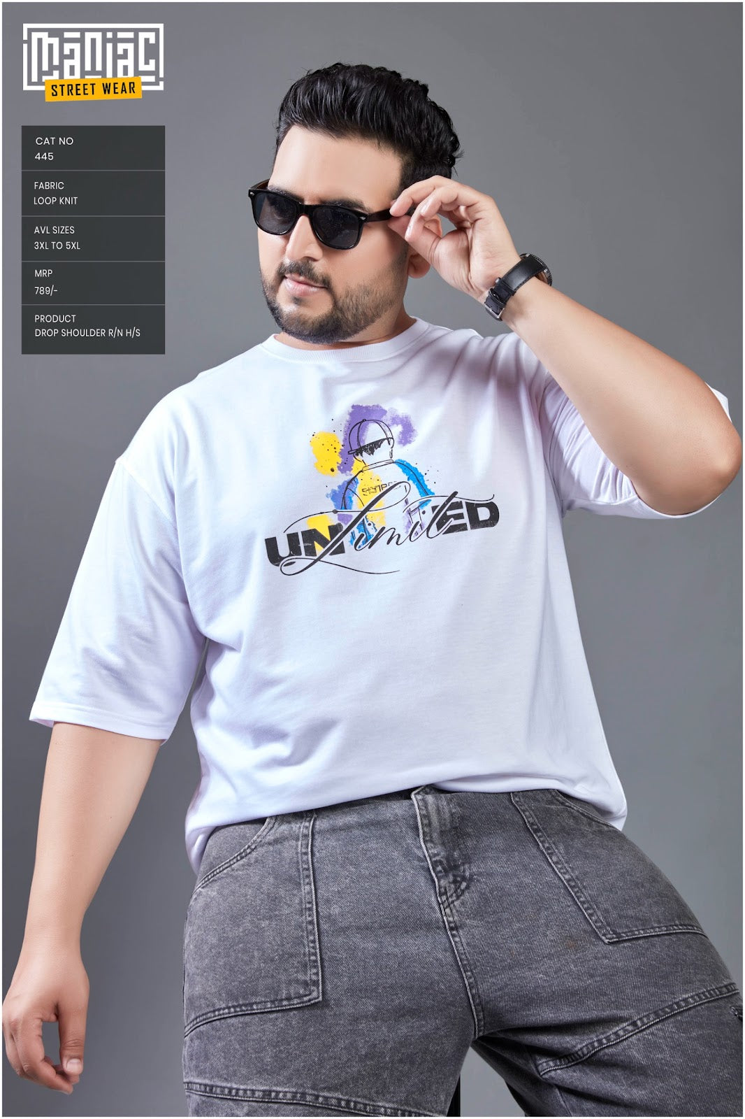 Cat 445 Plus Size Maniac Loopknit Mens Tshirts Wholesaler Gujarat