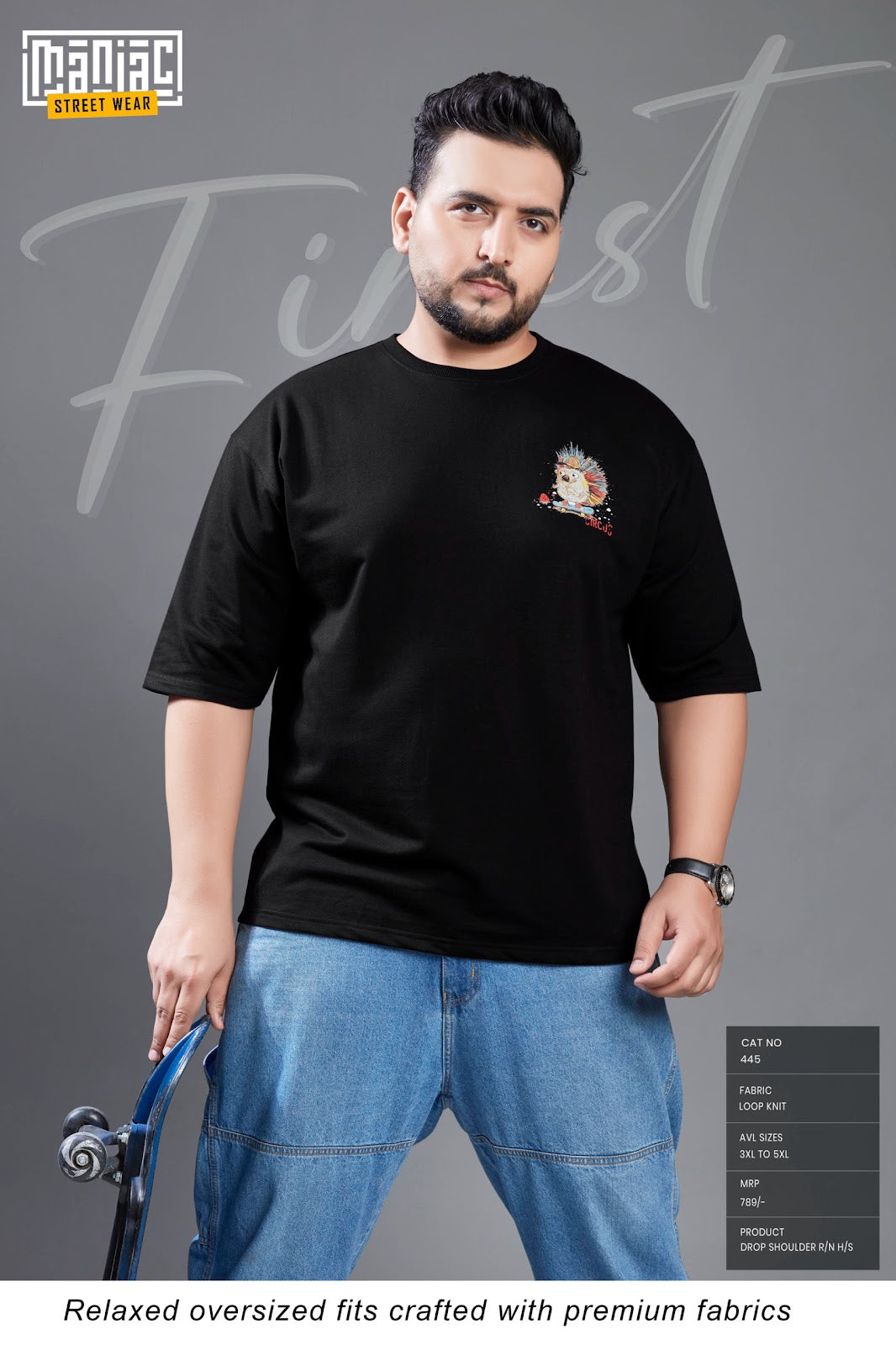 Cat 445 Plus Size Maniac Loopknit Mens Tshirts Wholesaler Gujarat