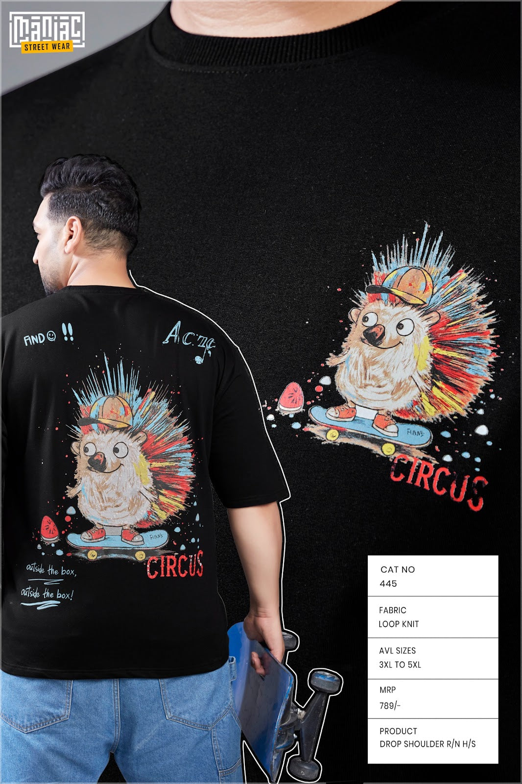 Cat 445 Plus Size Maniac Loopknit Mens Tshirts Wholesaler Gujarat
