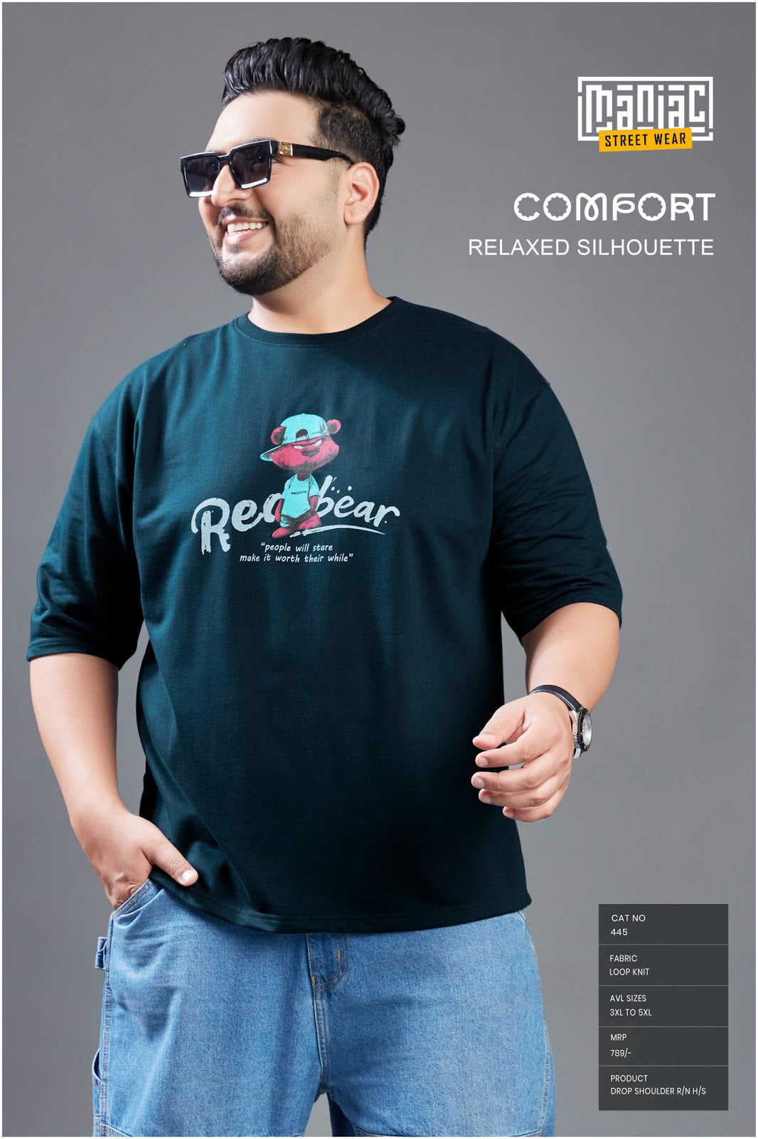 Cat 445 Plus Size Maniac Loopknit Mens Tshirts Wholesaler Gujarat