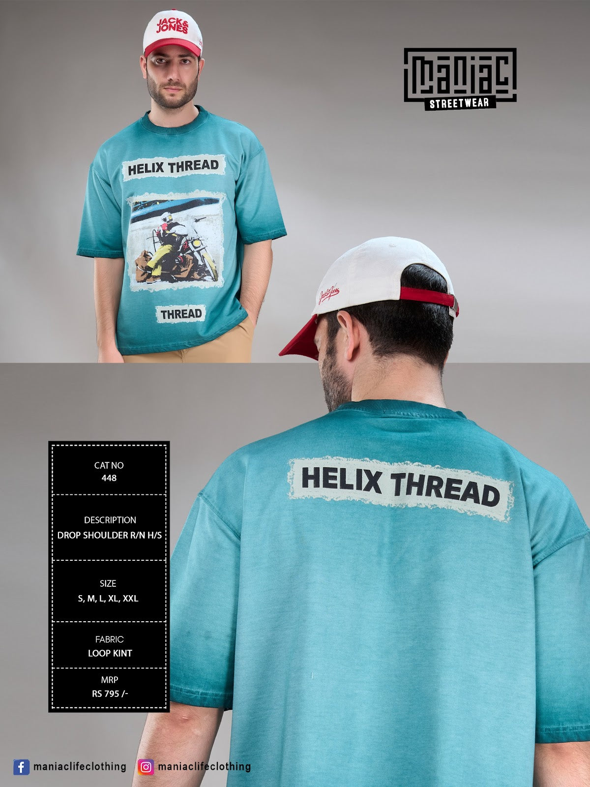 Cat 448 Drop Shoulder Maniac Loopknit Mens Tshirts Wholesaler