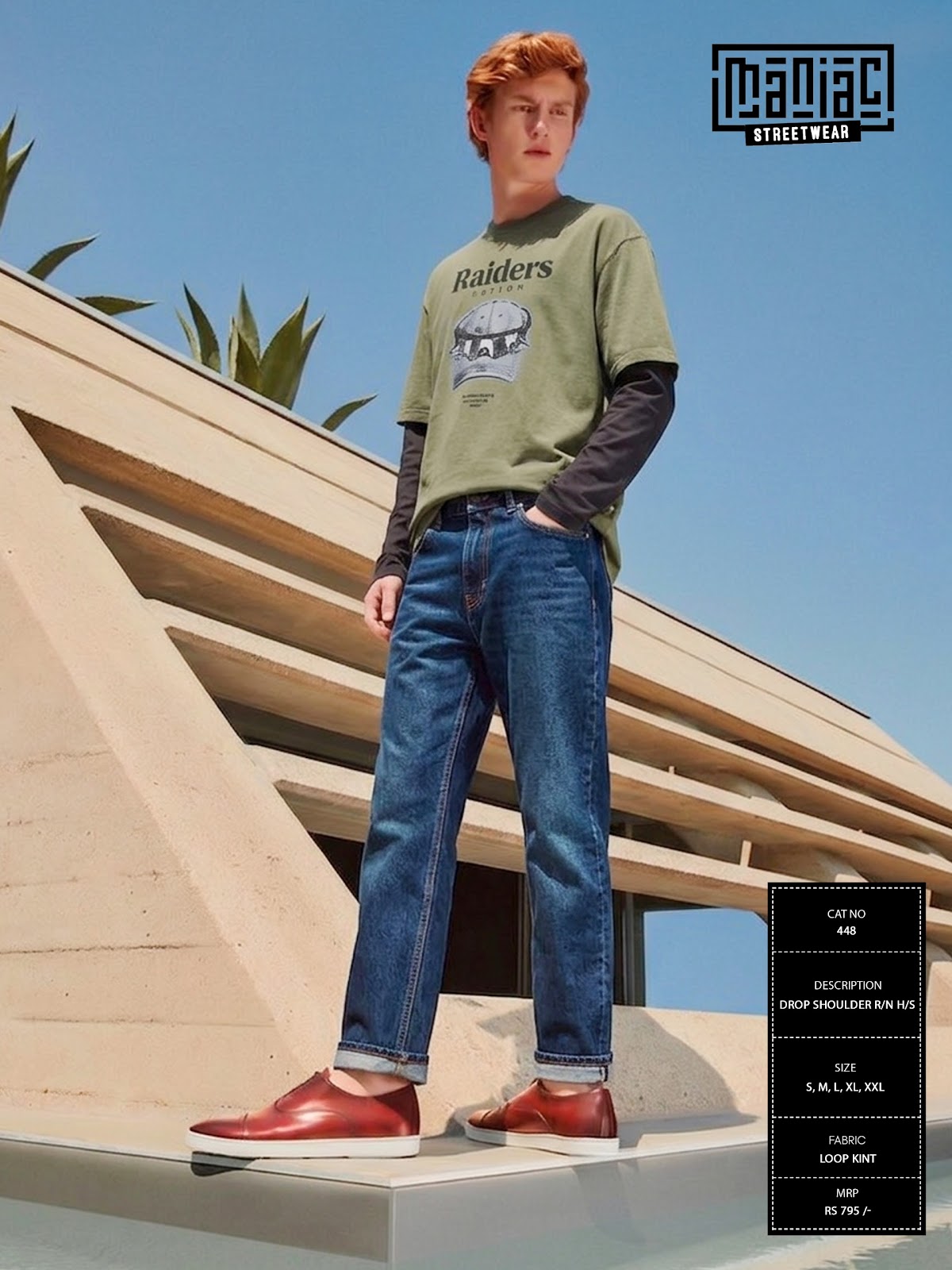 Cat 448 Drop Shoulder Maniac Loopknit Mens Tshirts Wholesaler