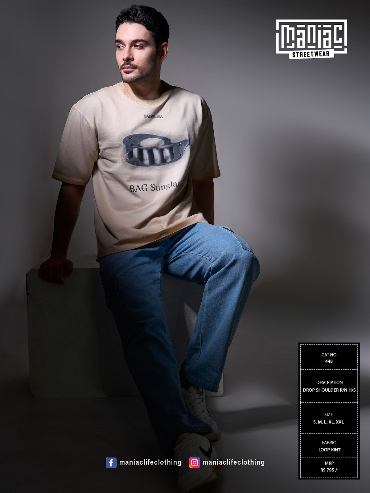 Cat 448 Drop Shoulder Maniac Loopknit Mens Tshirts Wholesaler