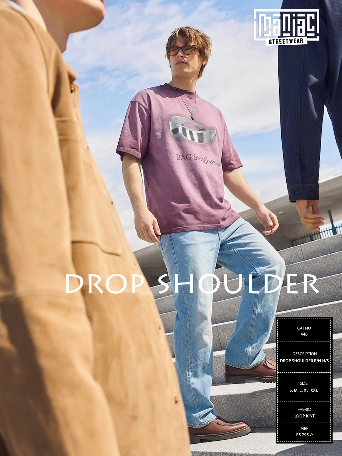 Cat 448 Drop Shoulder Maniac Loopknit Mens Tshirts Wholesaler