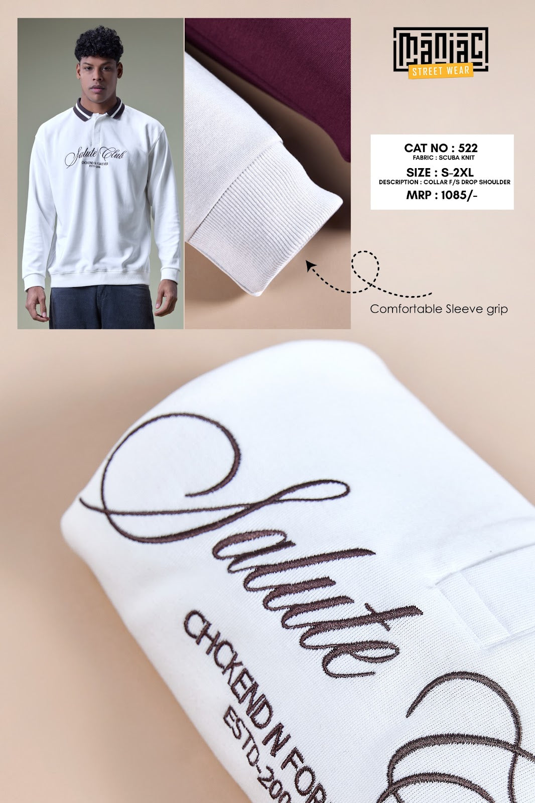 Cat 522 Full Sleeves Maniac Knit Mens Tshirts Wholesale