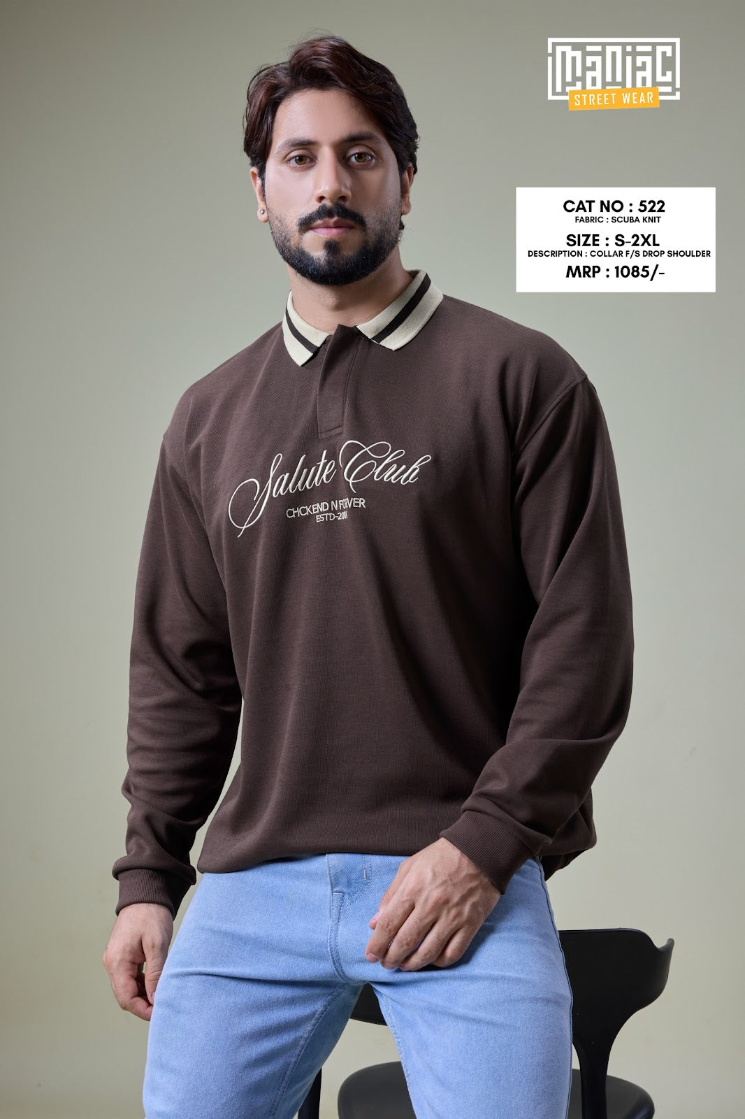 Cat 522 Full Sleeves Maniac Knit Mens Tshirts Wholesale