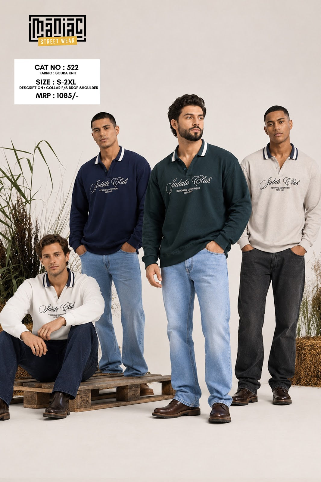 Cat 522 Full Sleeves Maniac Knit Mens Tshirts Wholesale