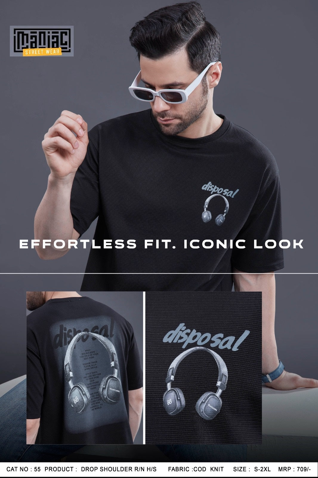 Cat 55 Maniac Cod Knit Mens Tshirts Supplier India