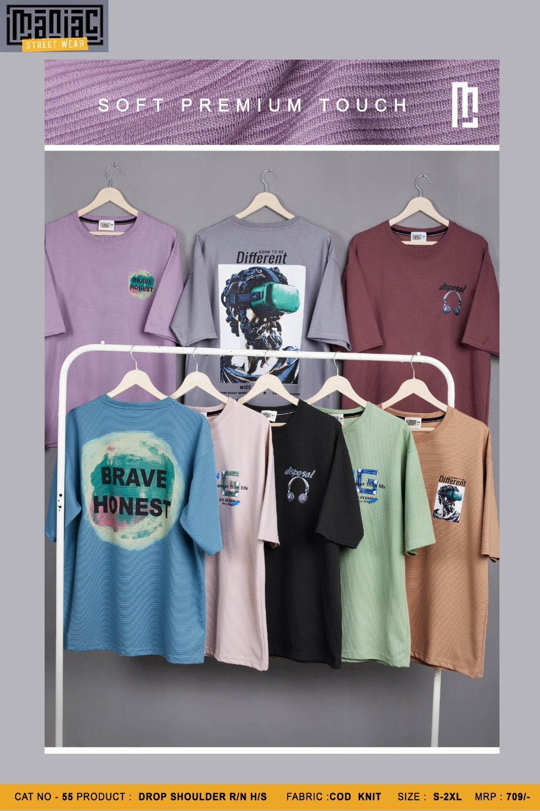 Cat 55 Maniac Cod Knit Mens Tshirts Supplier India