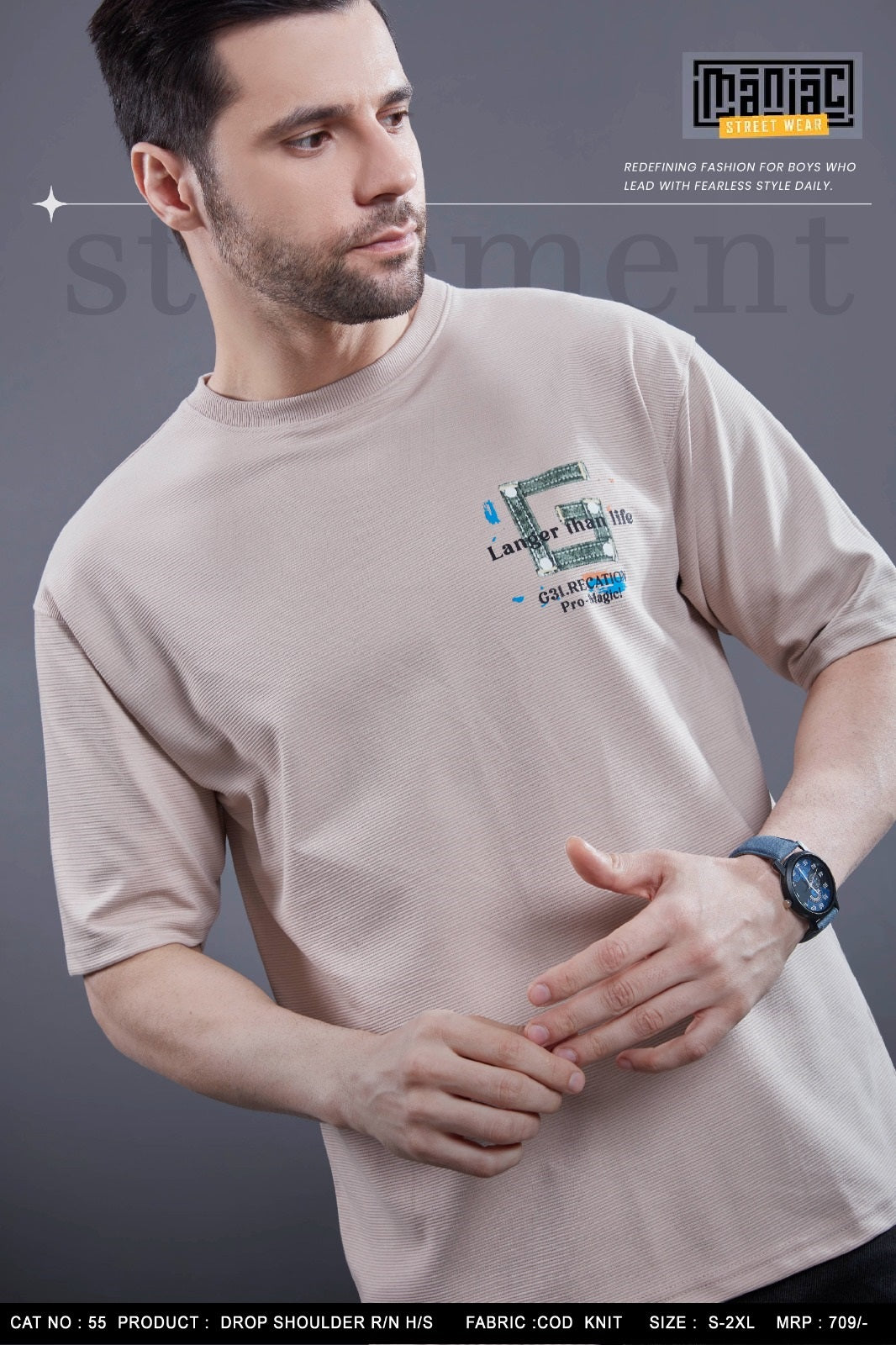 Cat 55 Maniac Cod Knit Mens Tshirts Supplier India