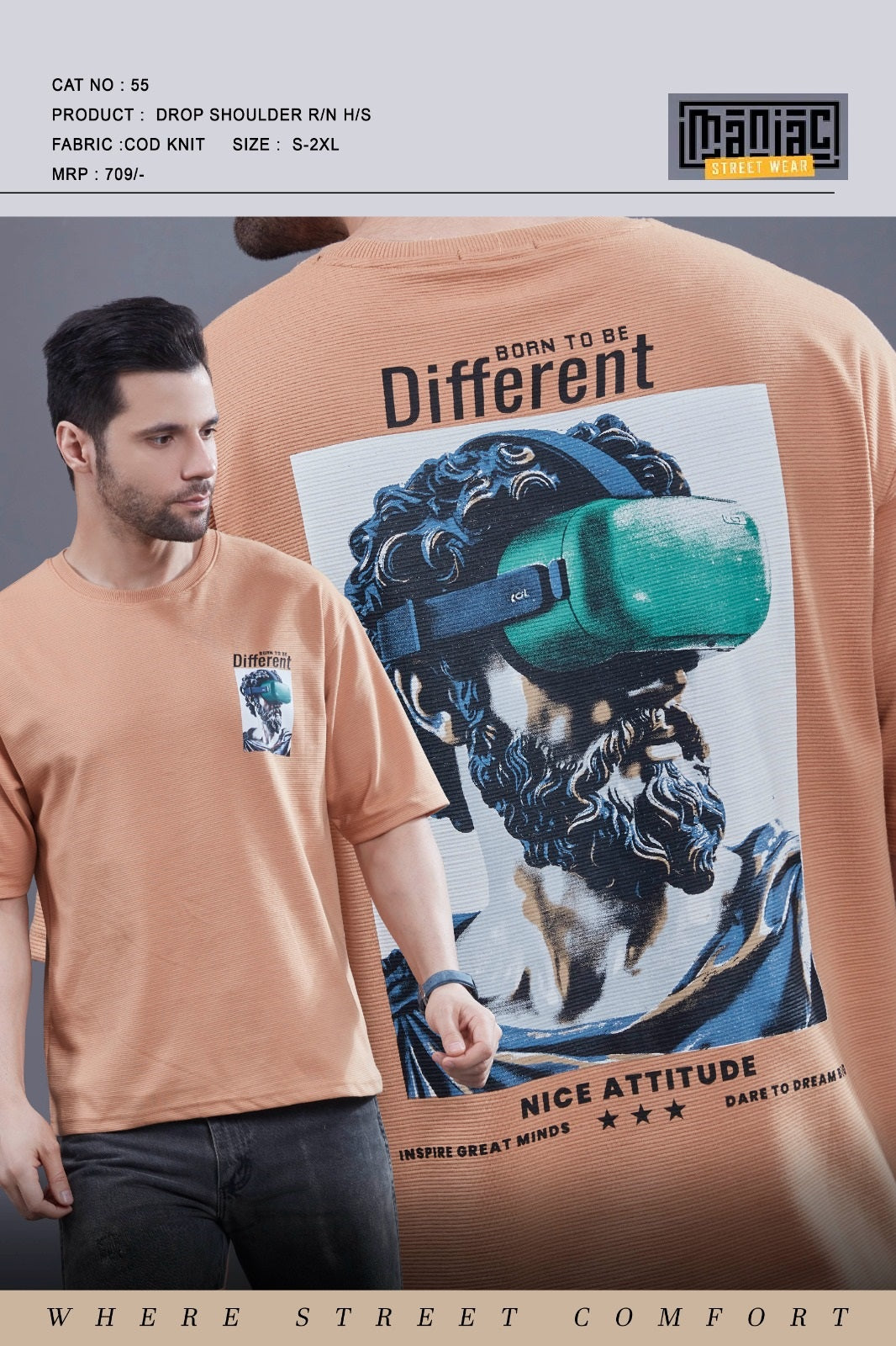 Cat 55 Maniac Cod Knit Mens Tshirts Supplier India