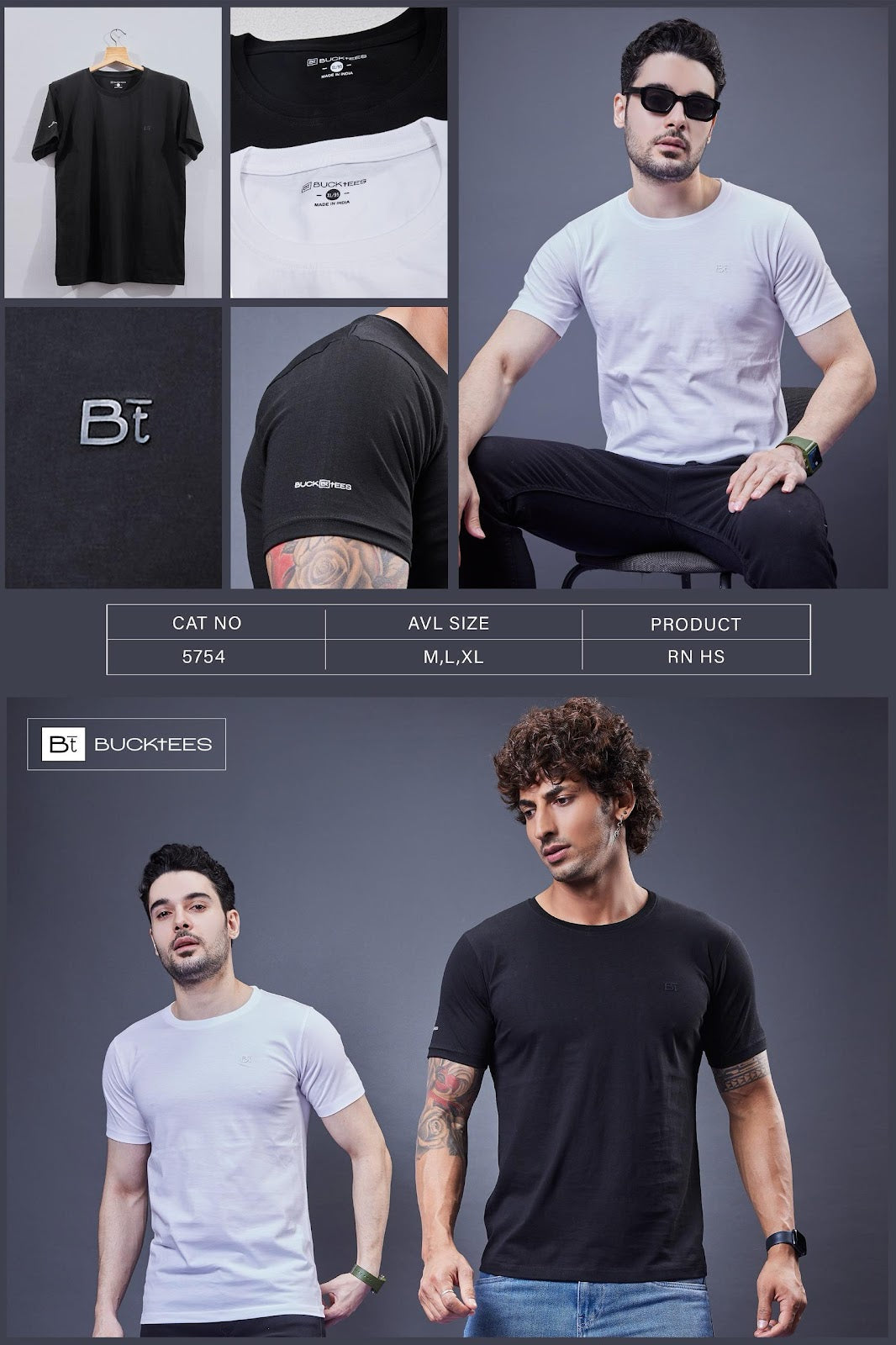 Cat 5754-7117 Bucktees Cotton Mens Tshirts Manufacturer Gujarat
