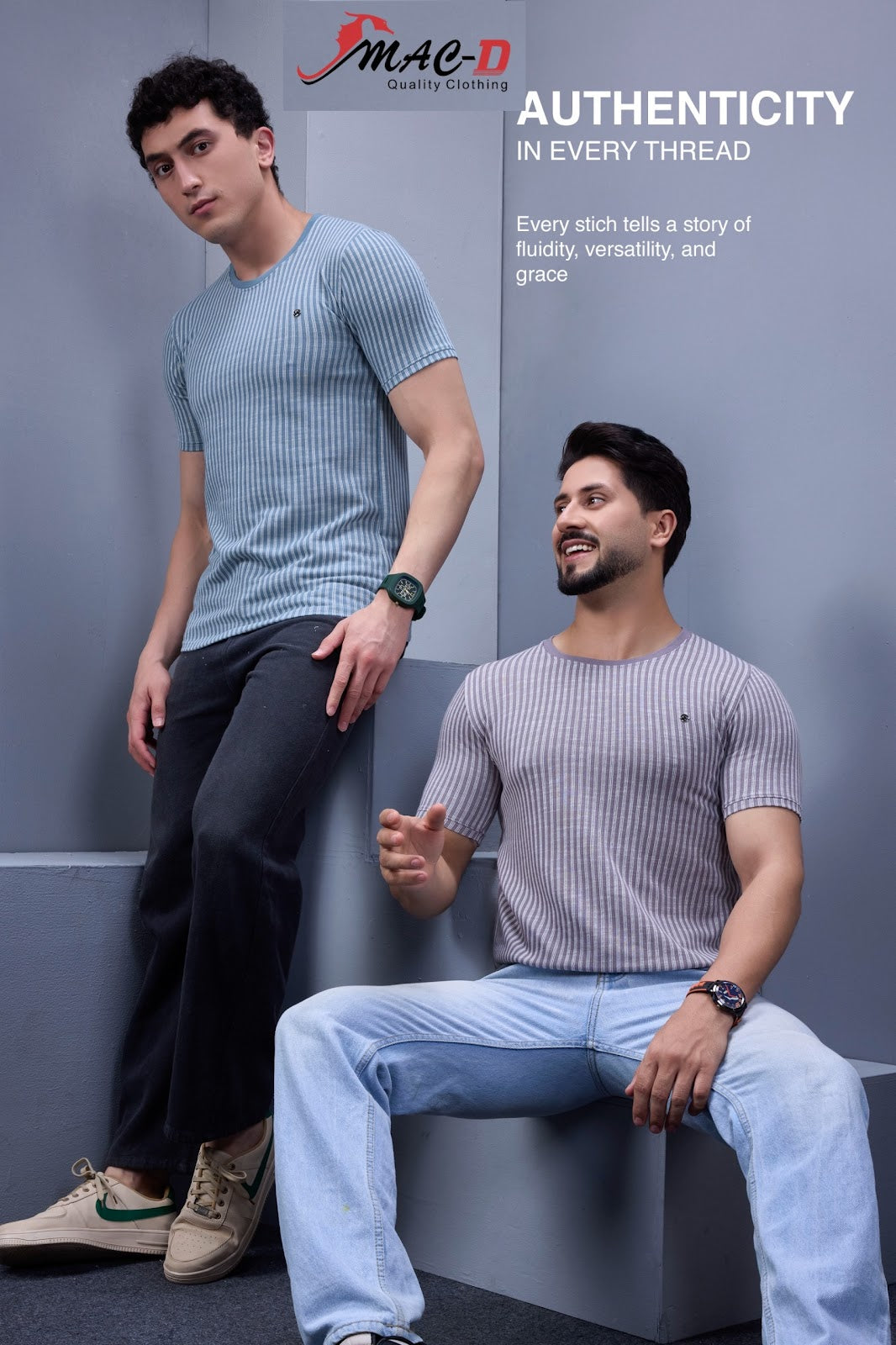 Cat 578 Mac D Vertical Strips Mens Tshirts Wholesale Rate