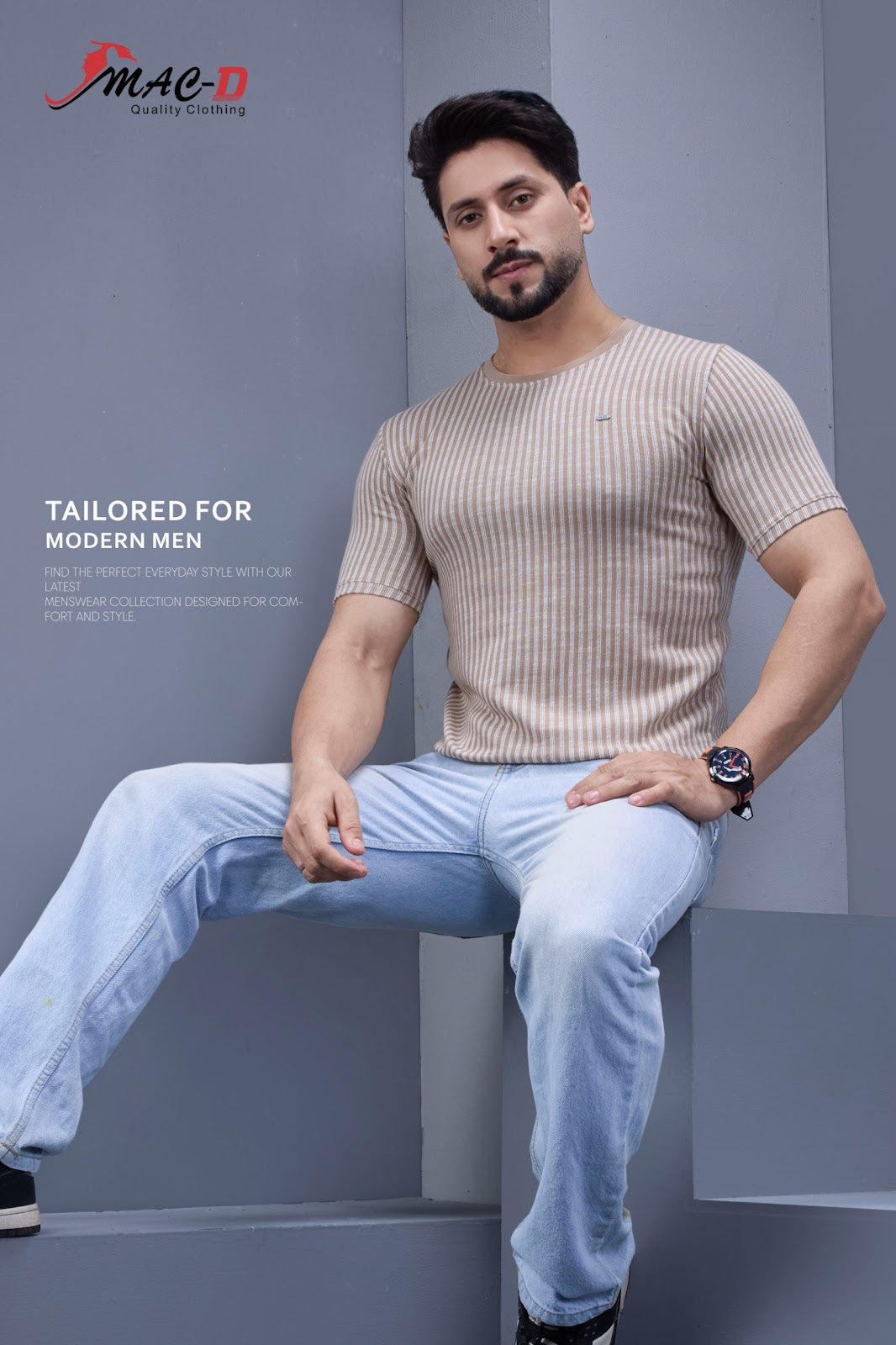 Cat 578 Mac D Vertical Strips Mens Tshirts Wholesale Rate