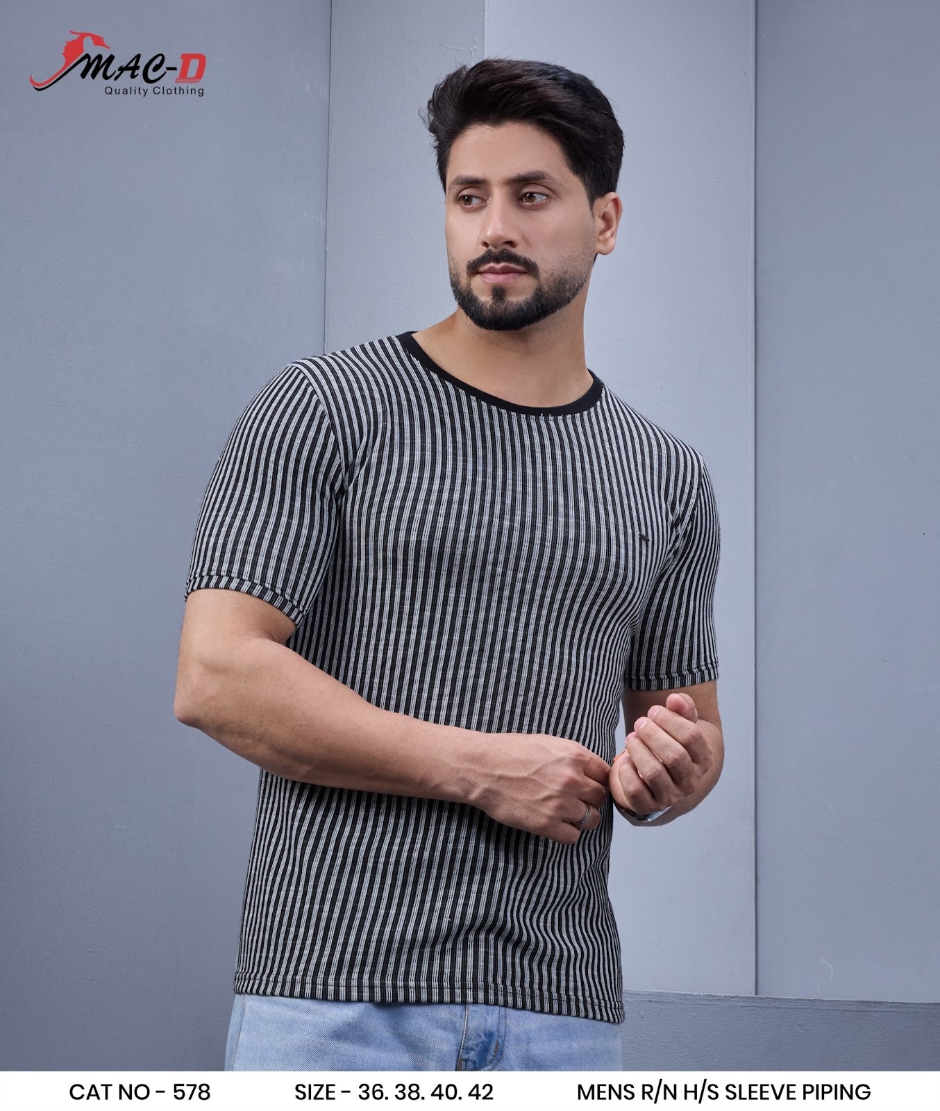Cat 578 Mac D Vertical Strips Mens Tshirts Wholesale Rate
