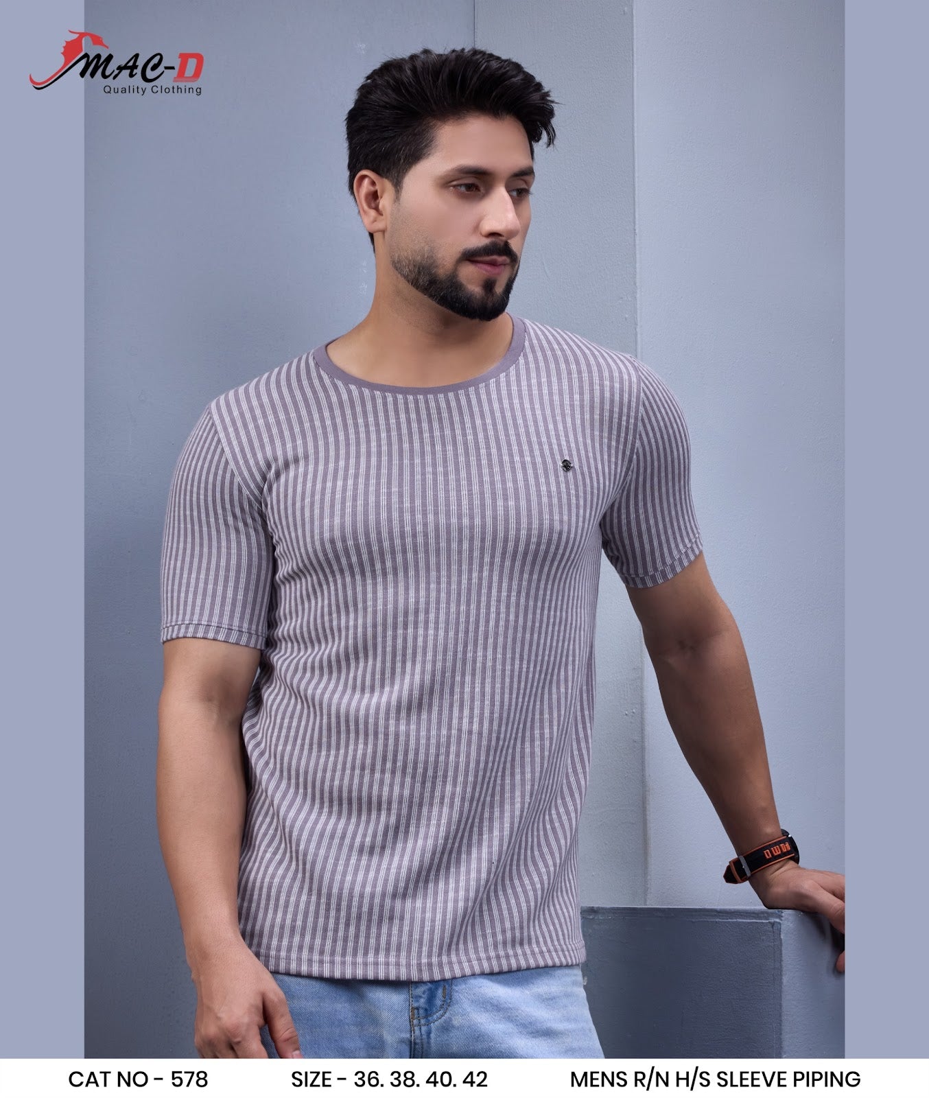 Cat 578 Mac D Vertical Strips Mens Tshirts Wholesale Rate