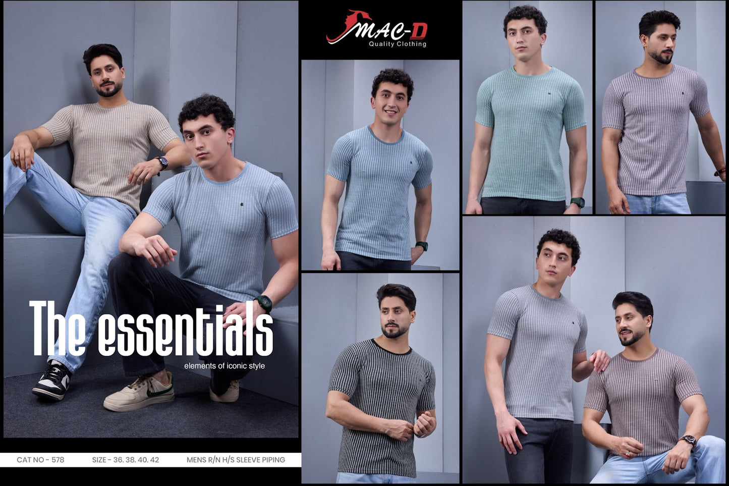Cat 578 Mac D Vertical Strips Mens Tshirts Wholesale Rate