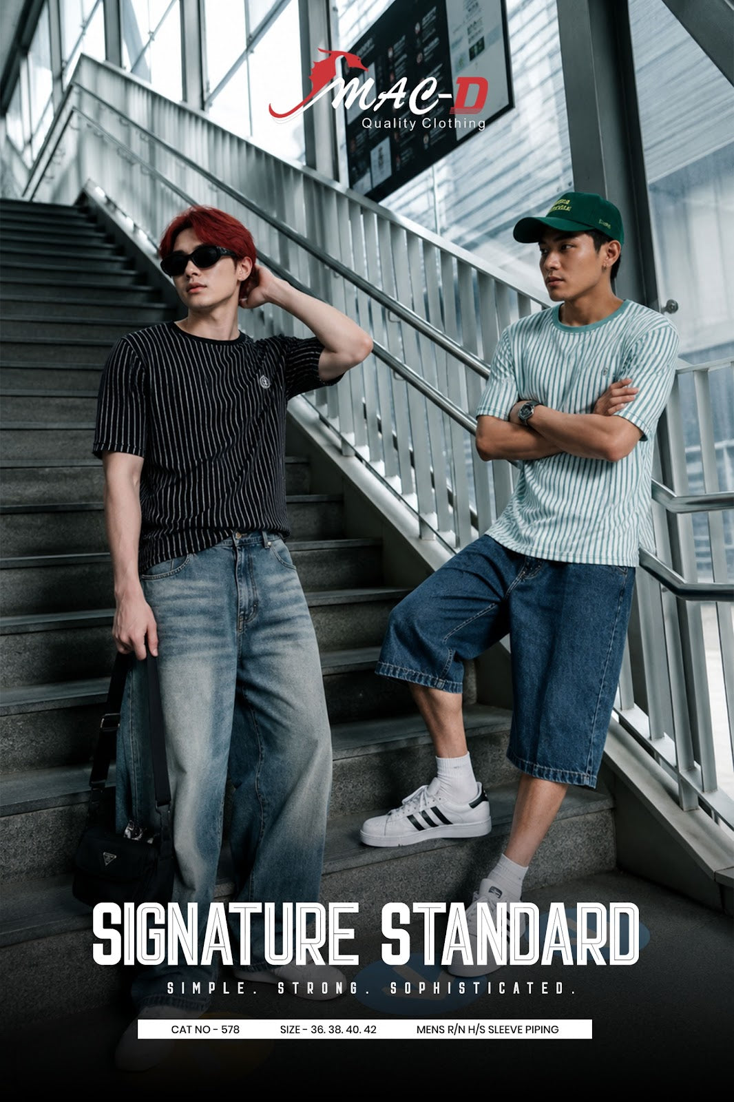 Cat 578 Mac D Vertical Strips Mens Tshirts Wholesale Rate