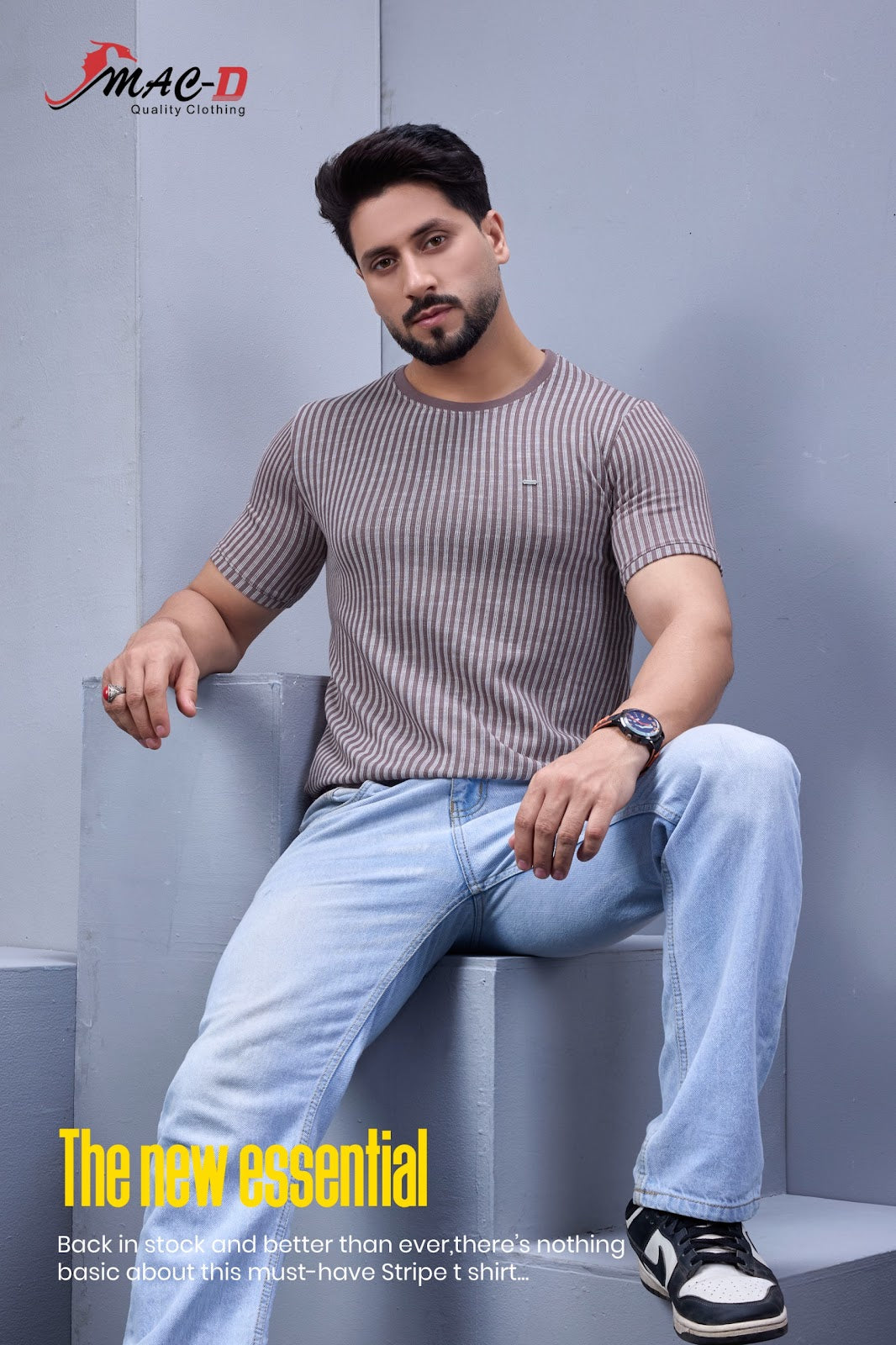 Cat 578 Mac D Vertical Strips Mens Tshirts Wholesale Rate