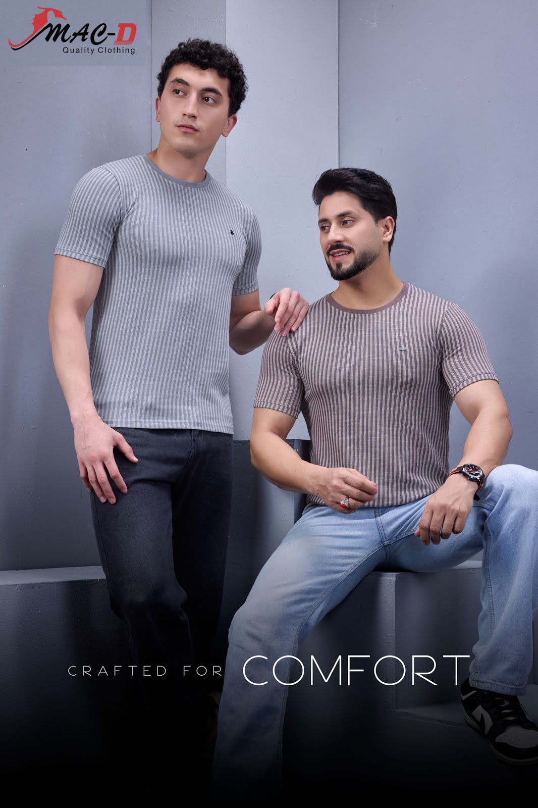 Cat 578 Mac D Vertical Strips Mens Tshirts Wholesale Rate