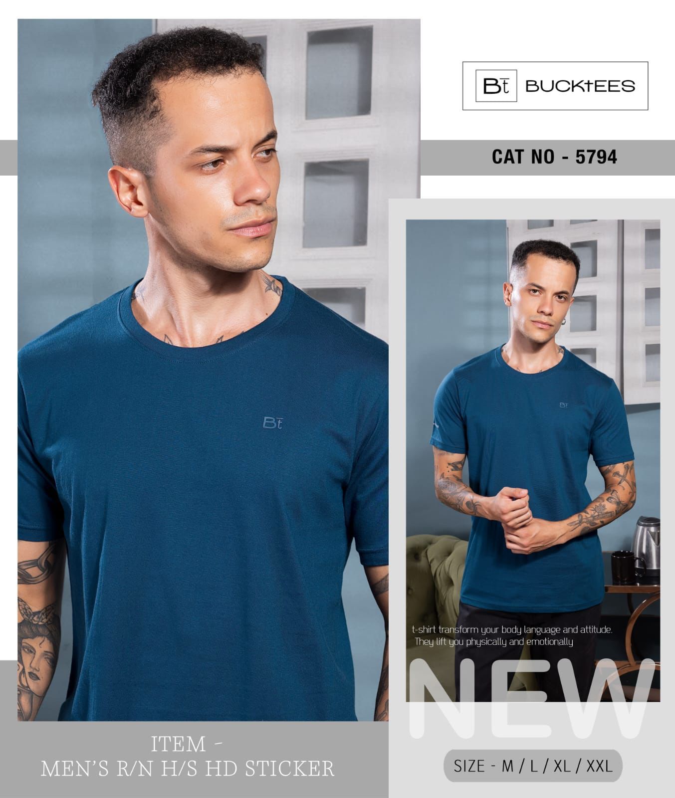 Cat 5794 Bucktees Cotton Mens Tshirts Exporter