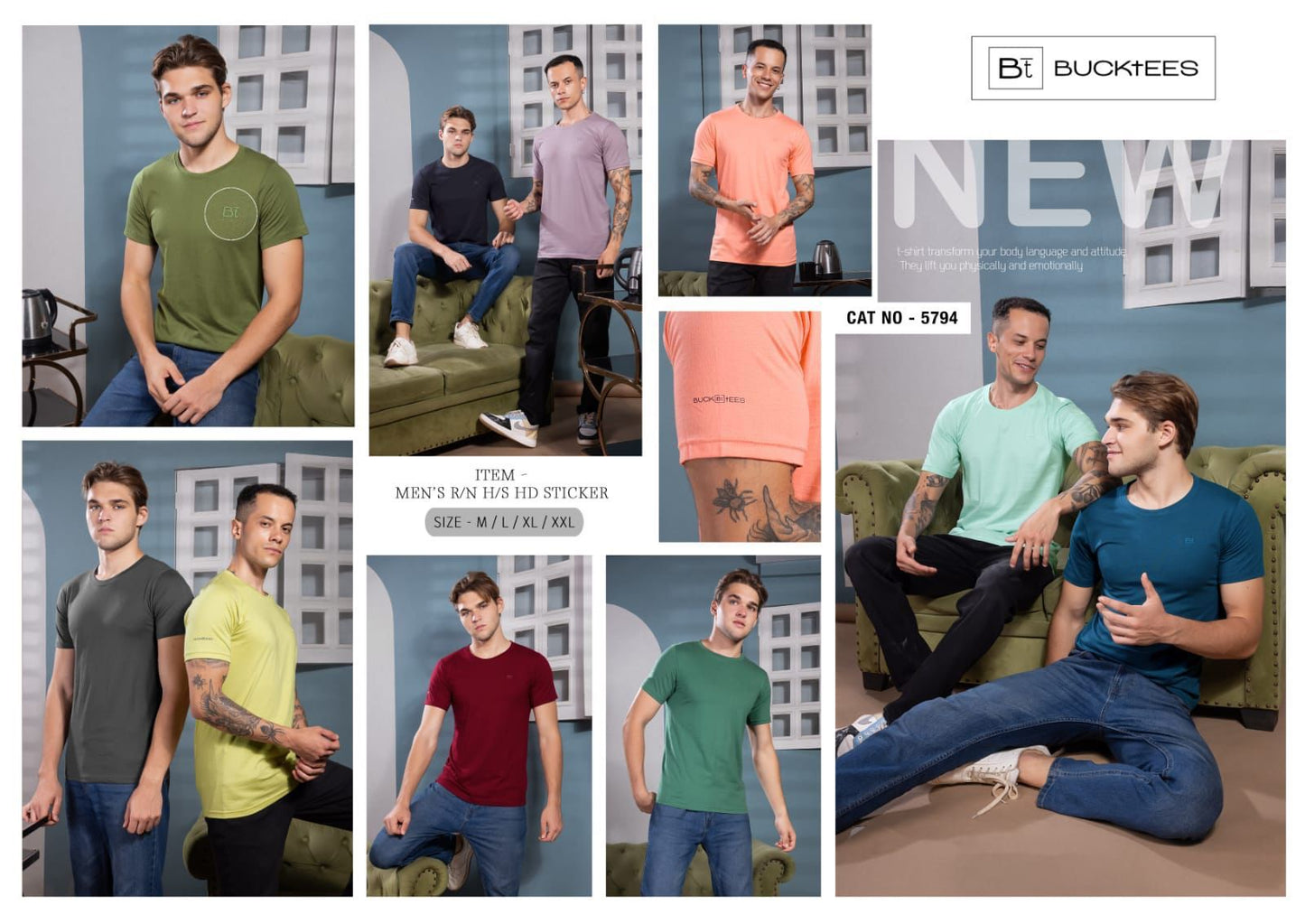 Cat 5794 Bucktees Cotton Mens Tshirts Exporter