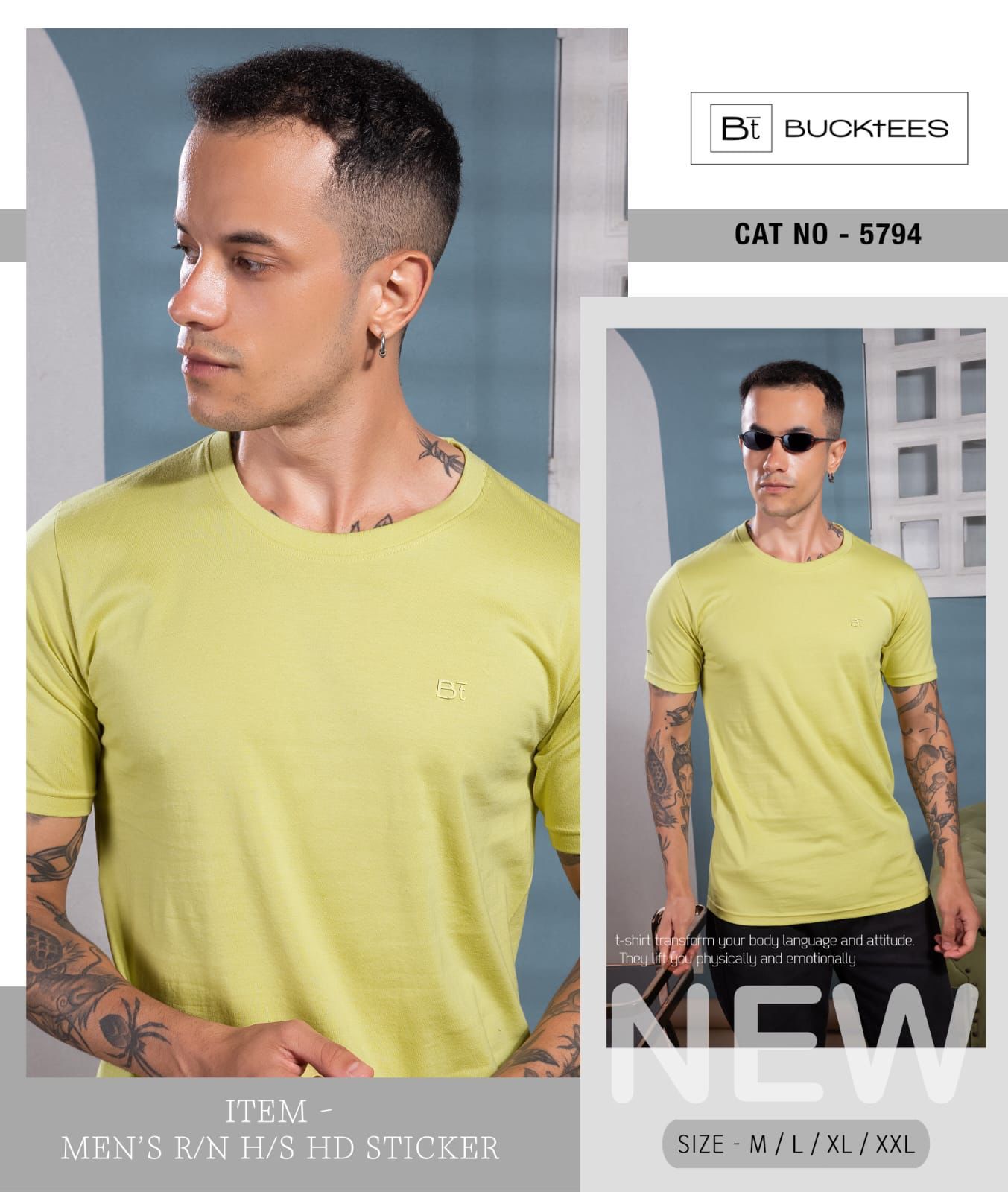 Cat 5794 Bucktees Cotton Mens Tshirts Exporter