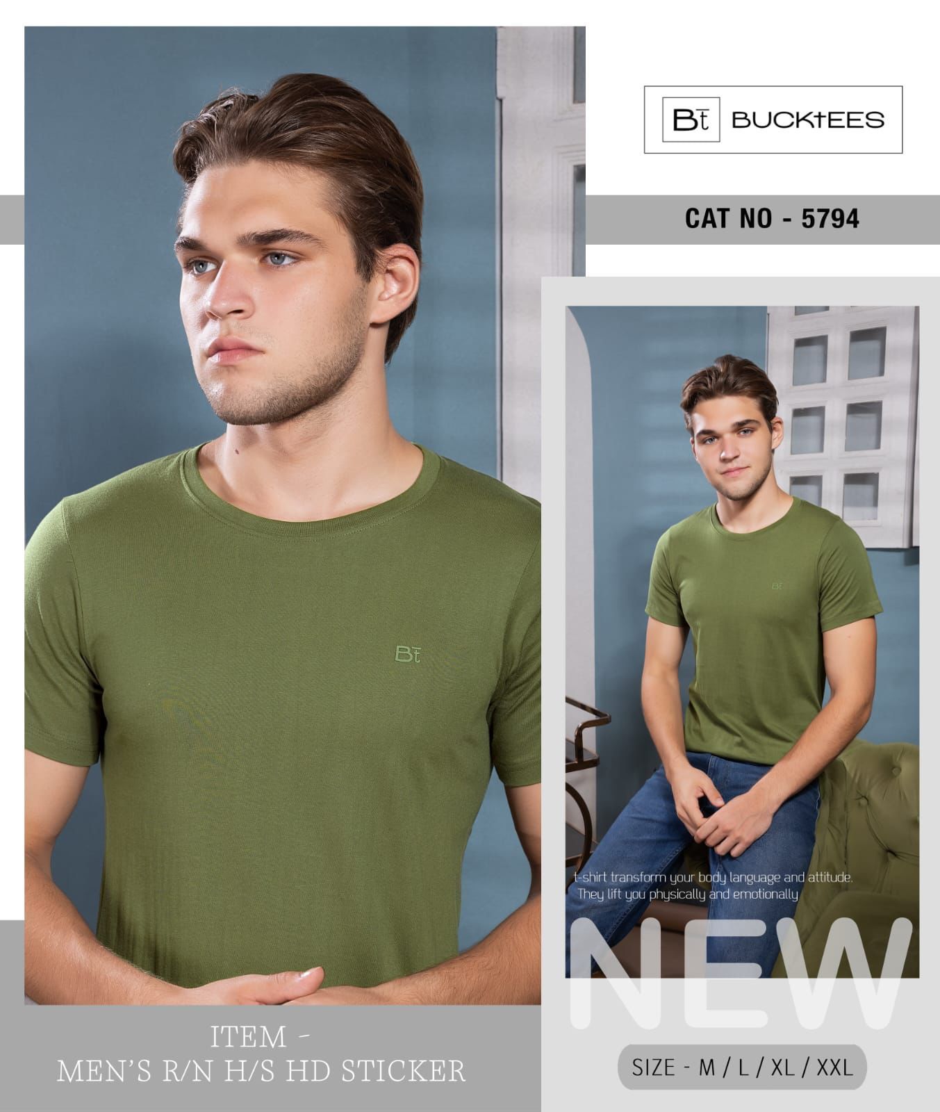 Cat 5794 Bucktees Cotton Mens Tshirts Exporter