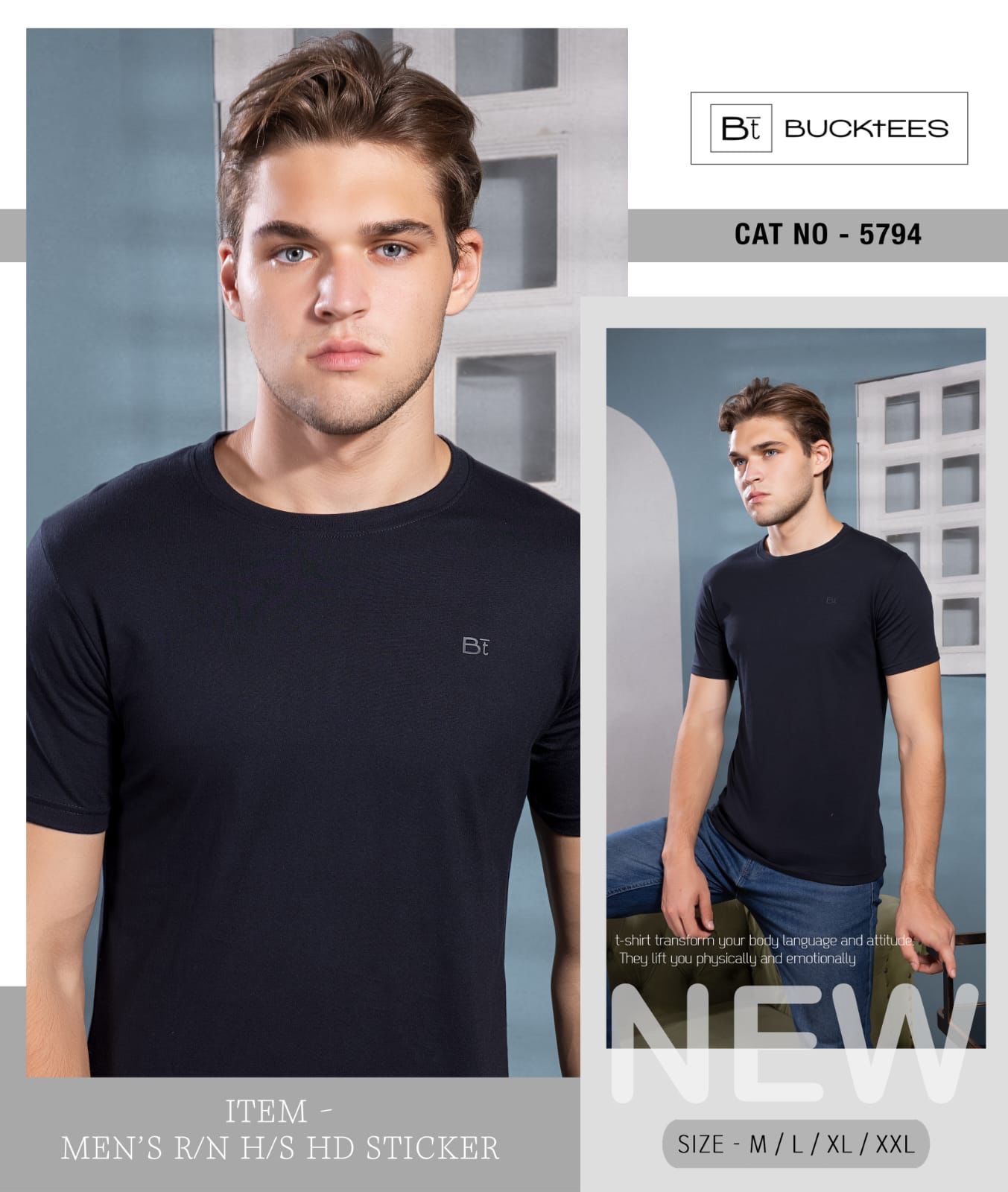 Cat 5794 Bucktees Cotton Mens Tshirts Exporter