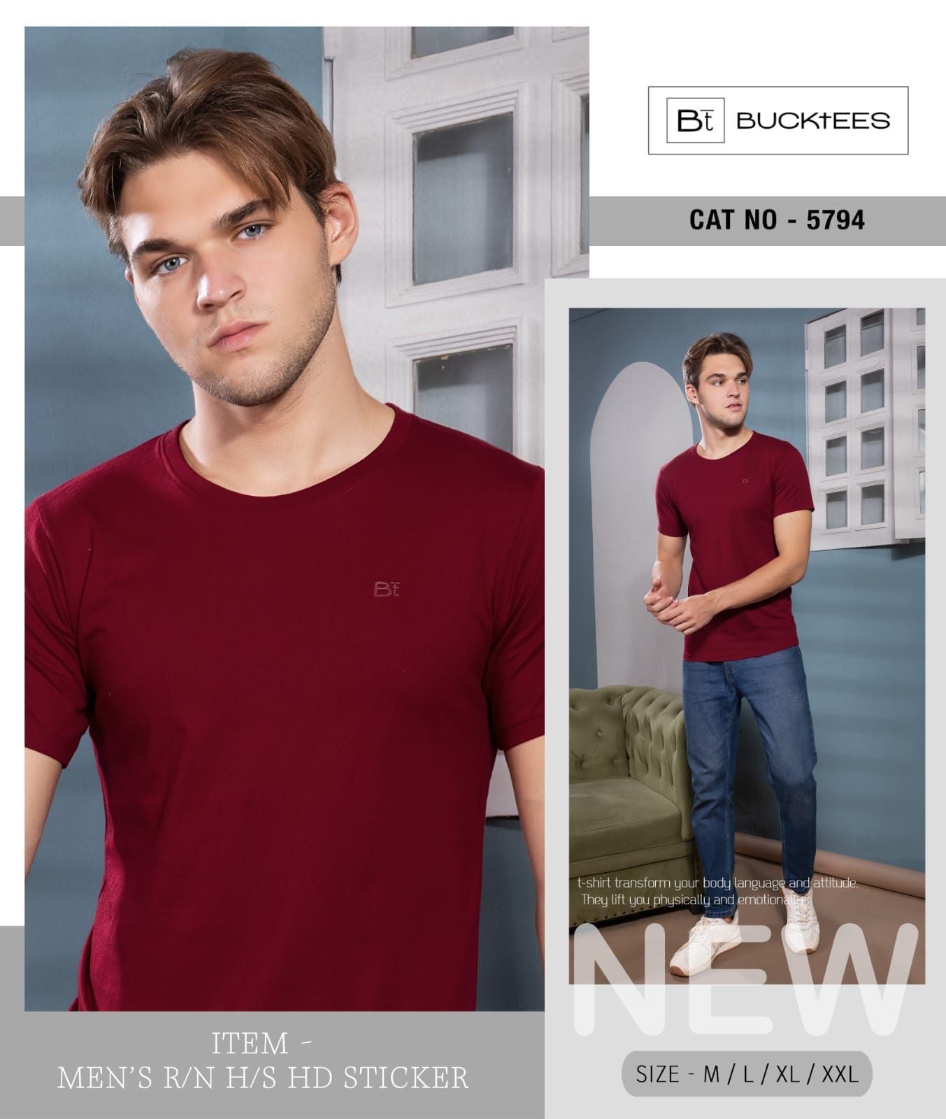 Cat 5794 Bucktees Cotton Mens Tshirts Exporter