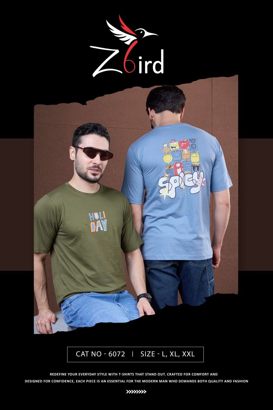 Cat 6072 Z Bird Cotton Mens Tshirts Wholesaler India