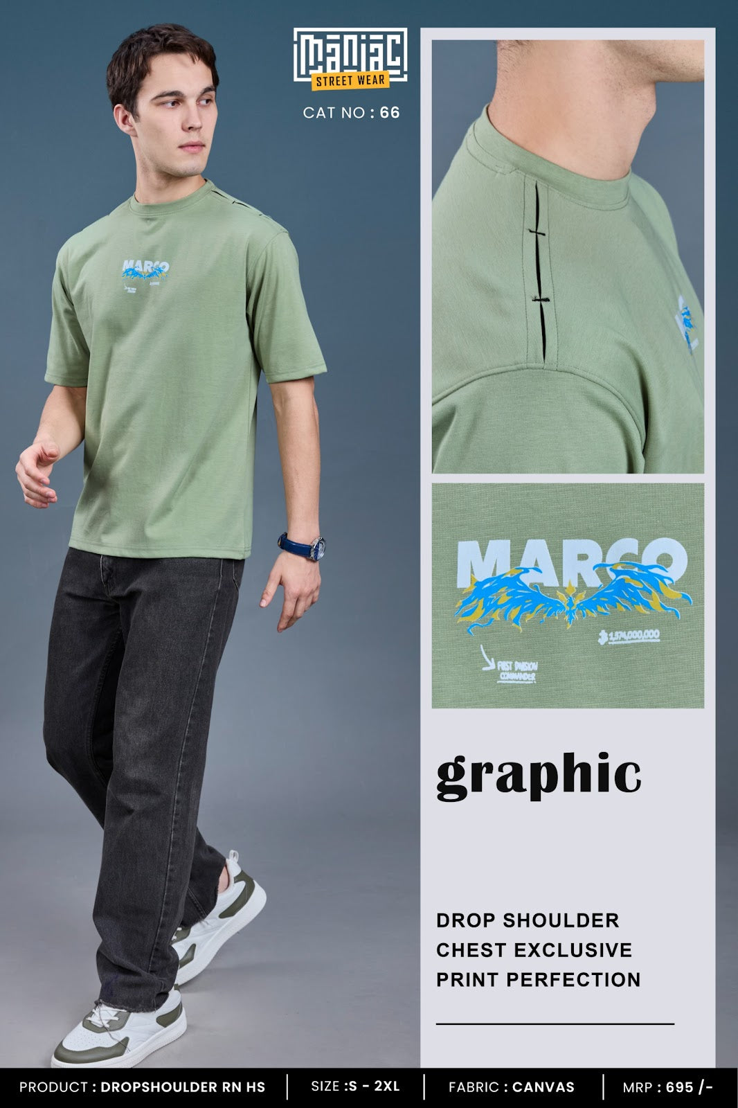 Cat 66 Maniac Canvas Mens Tshirts Exporter Ahmedabad