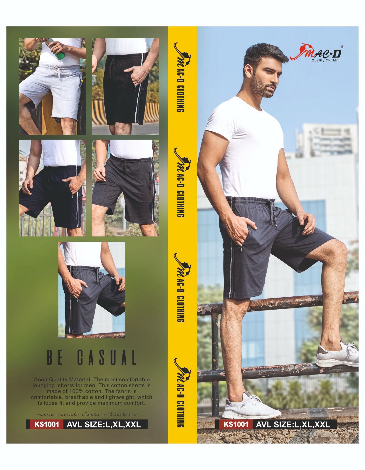 Cat 7153 Mac D Hosiery Cotton Mens Shorts Exporter Ahmedabad