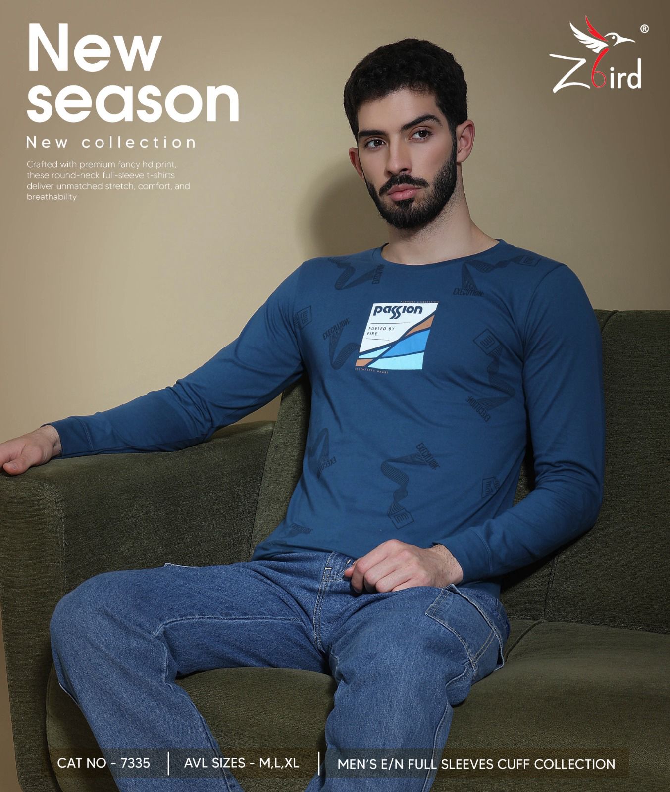 Cat 7335 Z Bird Cotton Mens Tshirts Wholesale Price