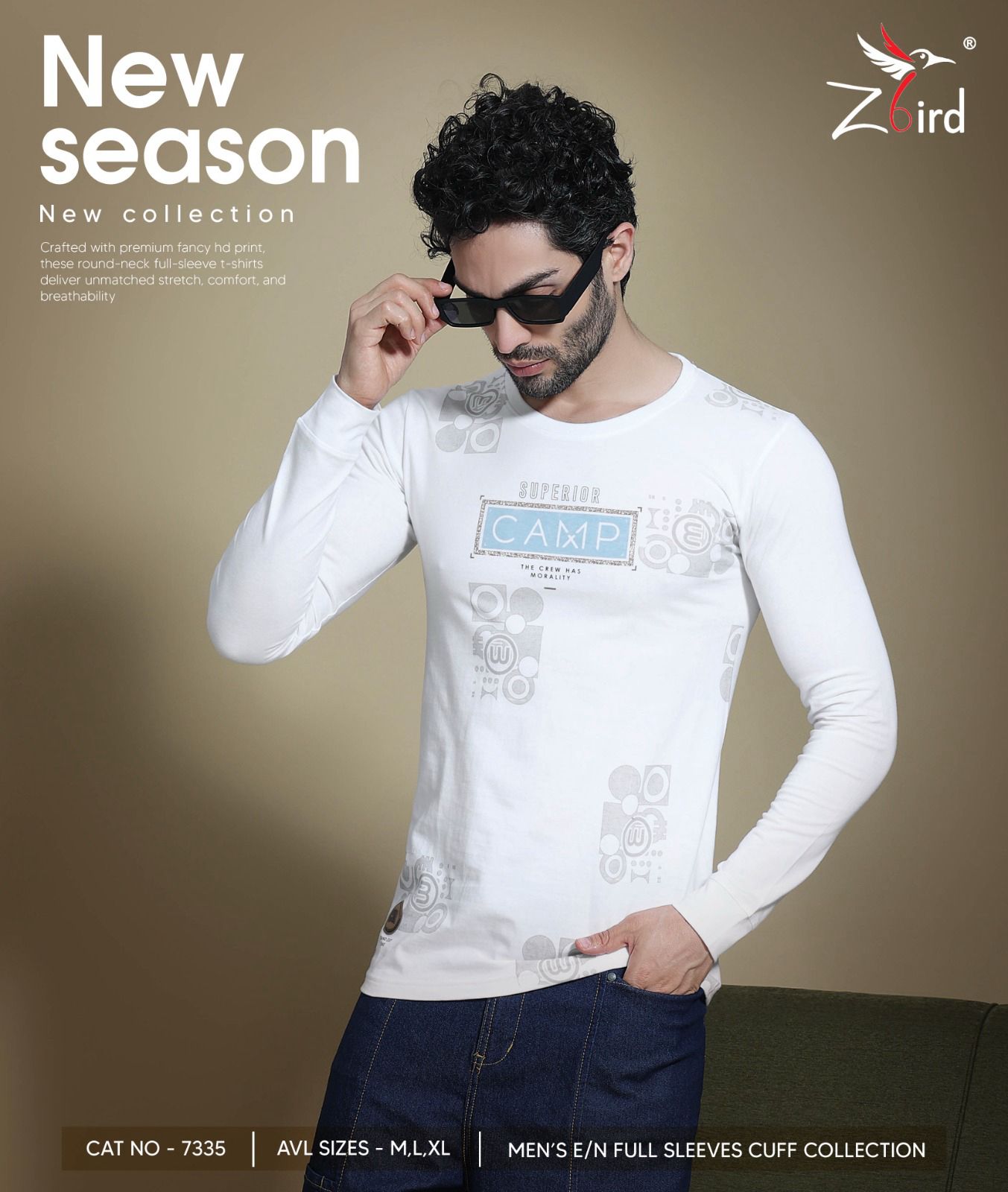 Cat 7335 Z Bird Cotton Mens Tshirts Wholesale Price