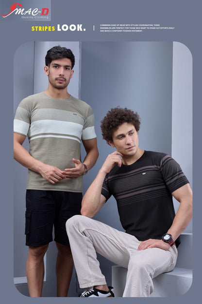 Cat 996 Mac D Auto Striped Mens Tshirts Wholesaler Ahmedabad
